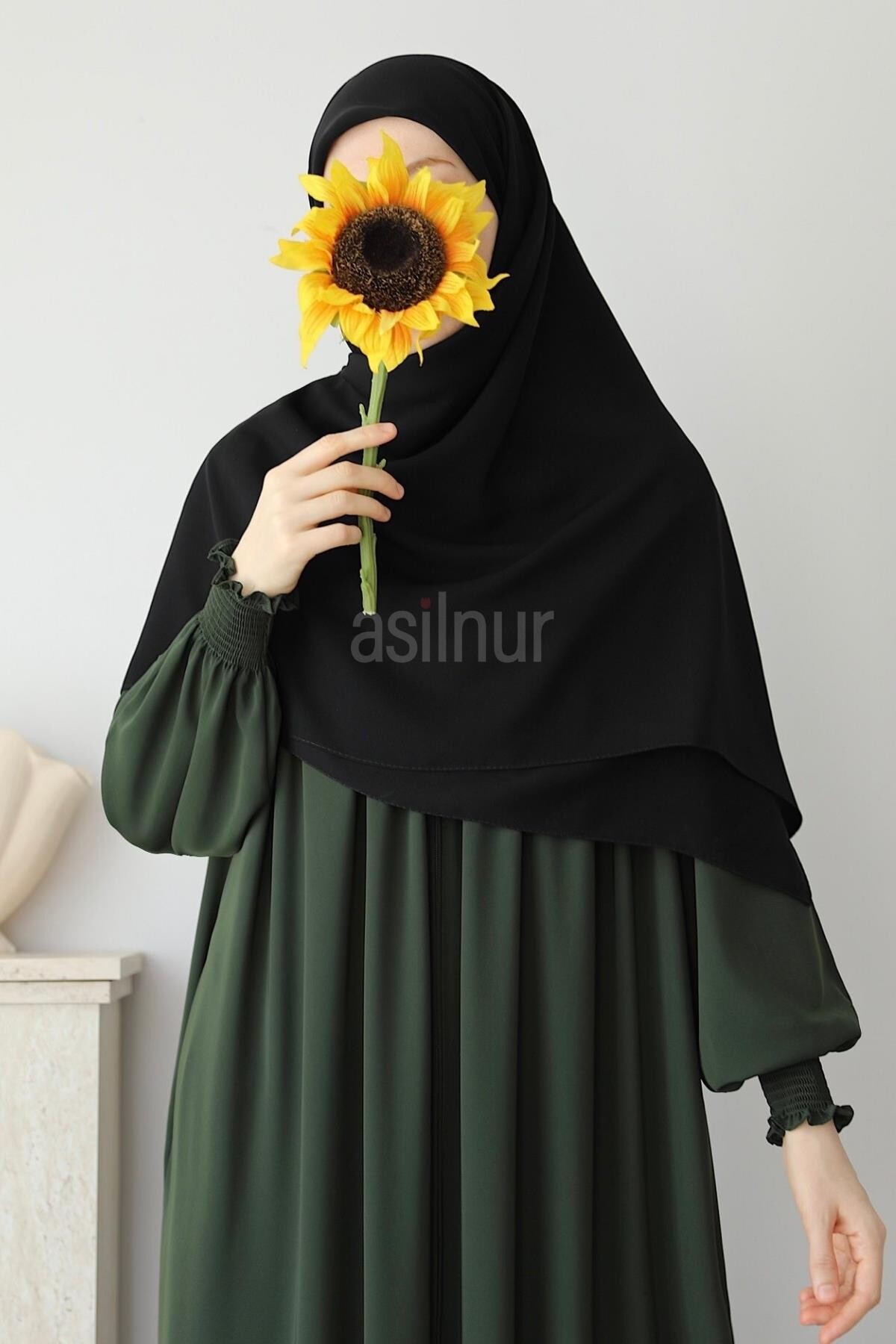 Elif Büyük Boy Eşarp 120x120 Siyah - ASİLNUR