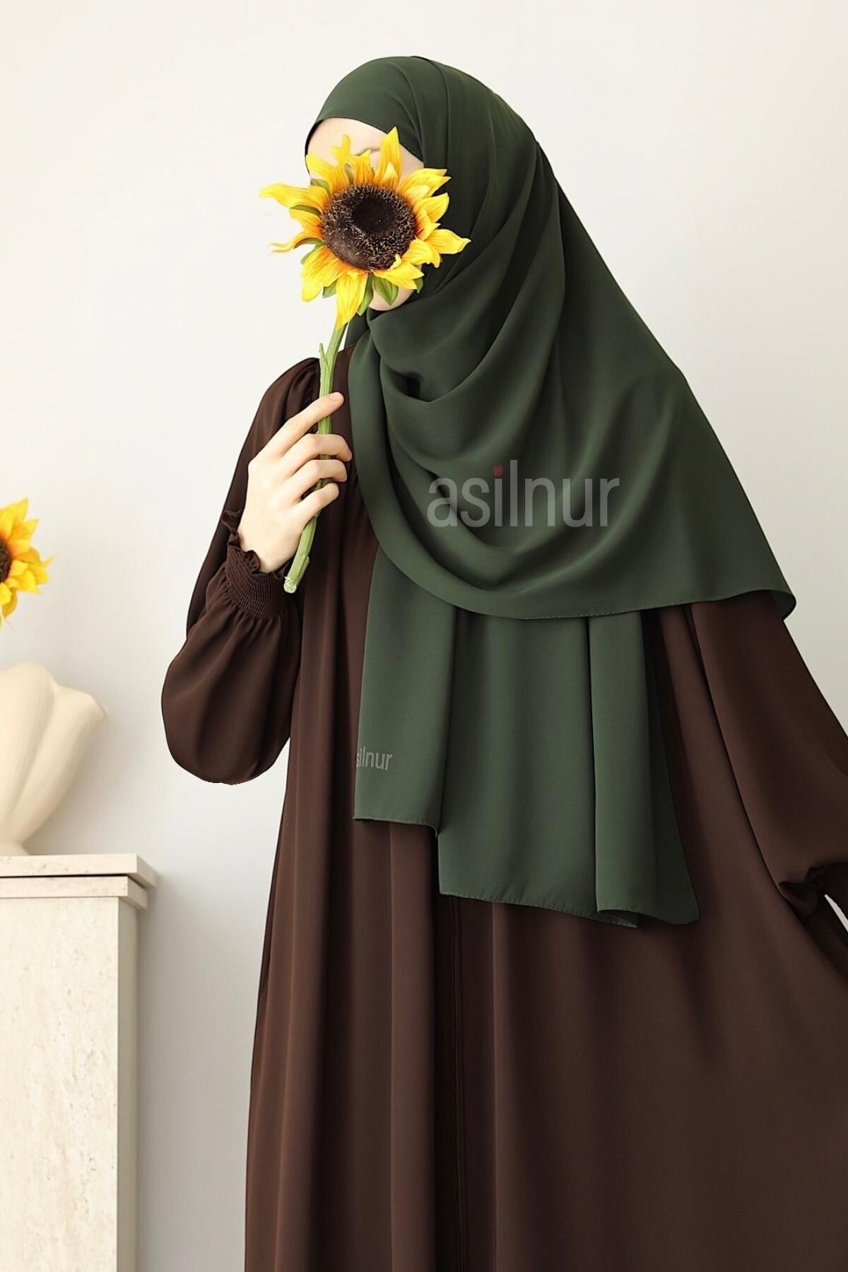 Elif Büyük Boy Şal 70x220 Haki - ASİLNUR