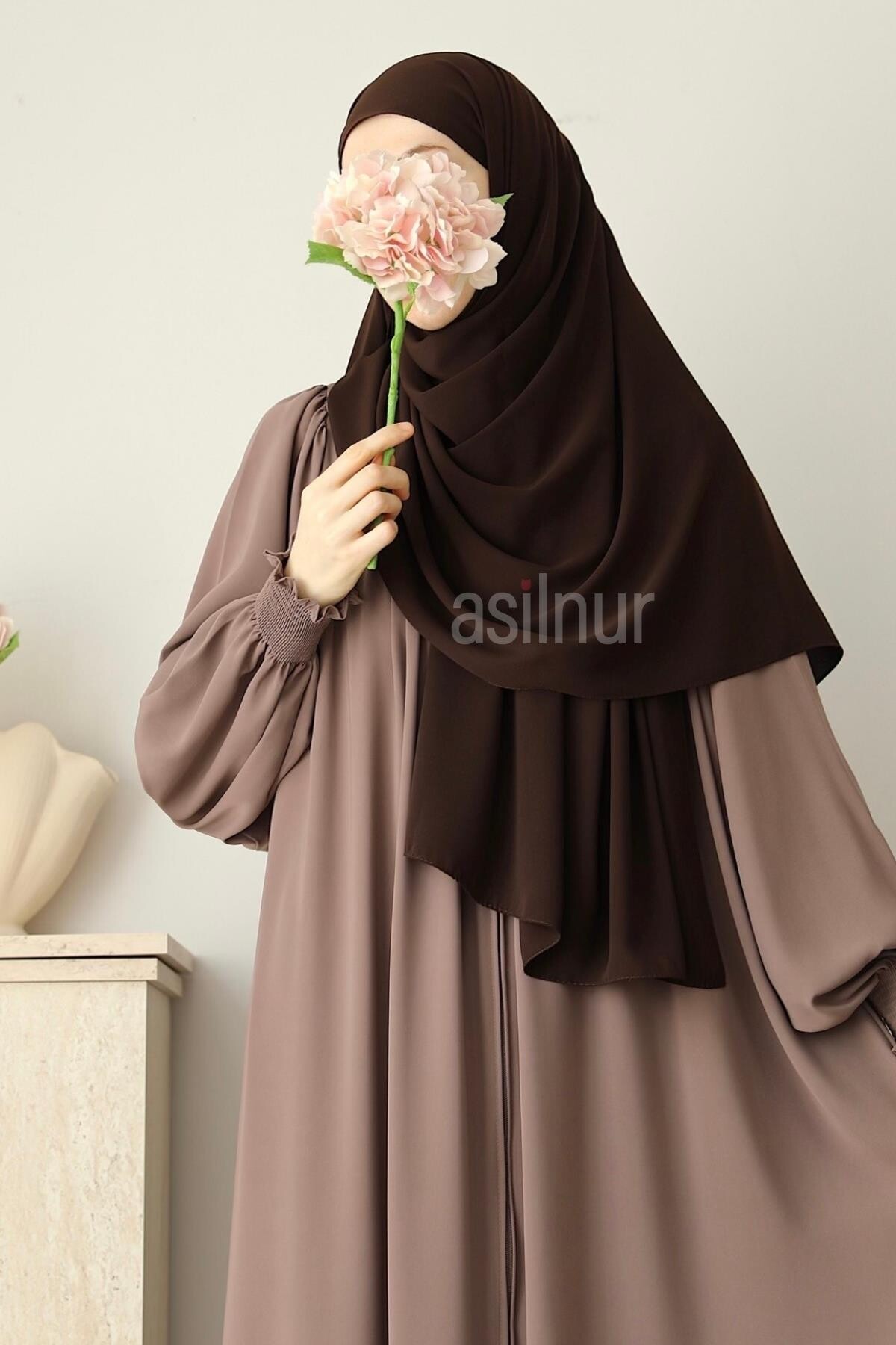 Elif Büyük Boy Şal 70x220 Kahverengi 