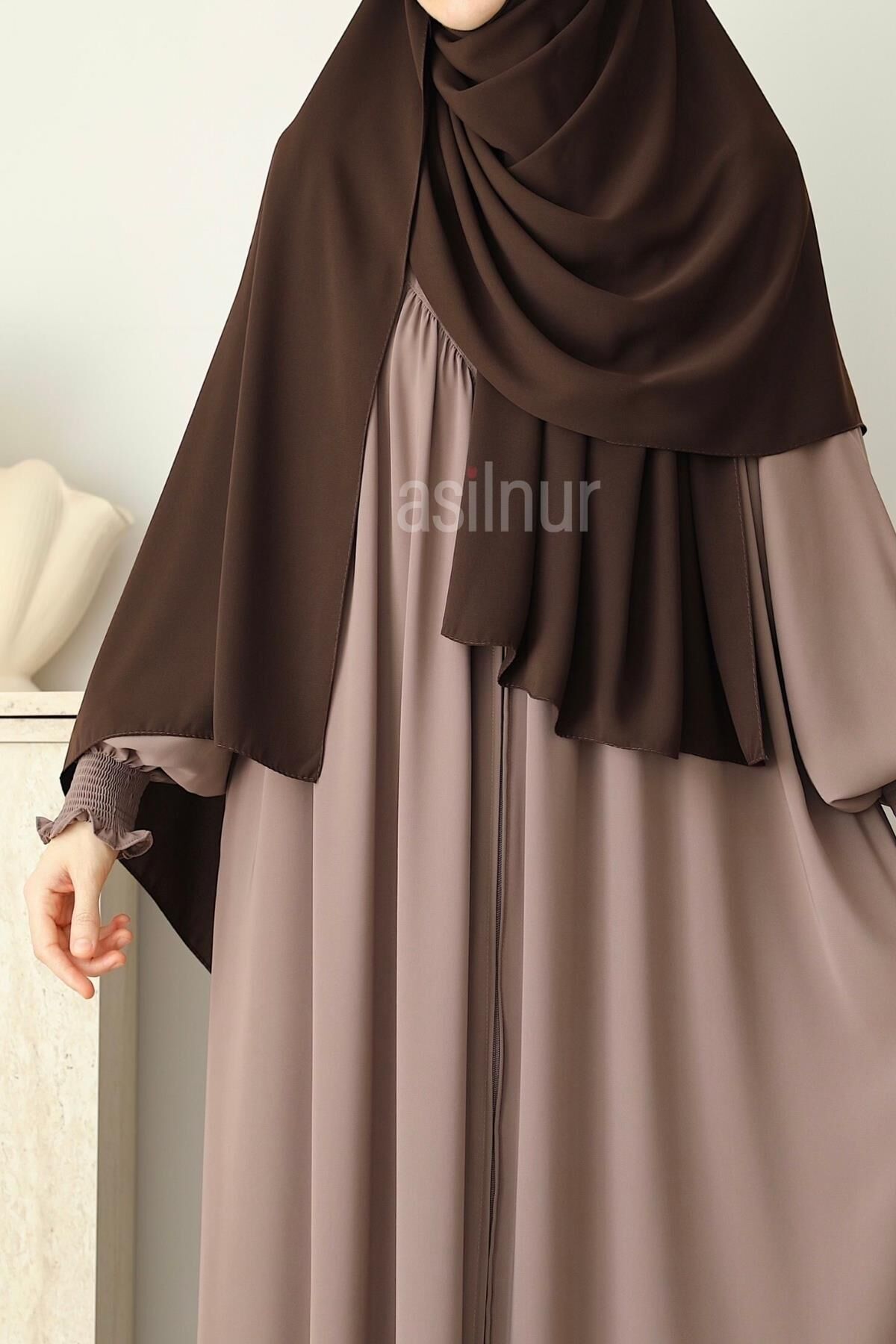 Elif Büyük Boy Şal 70x220 Kahverengi - 3