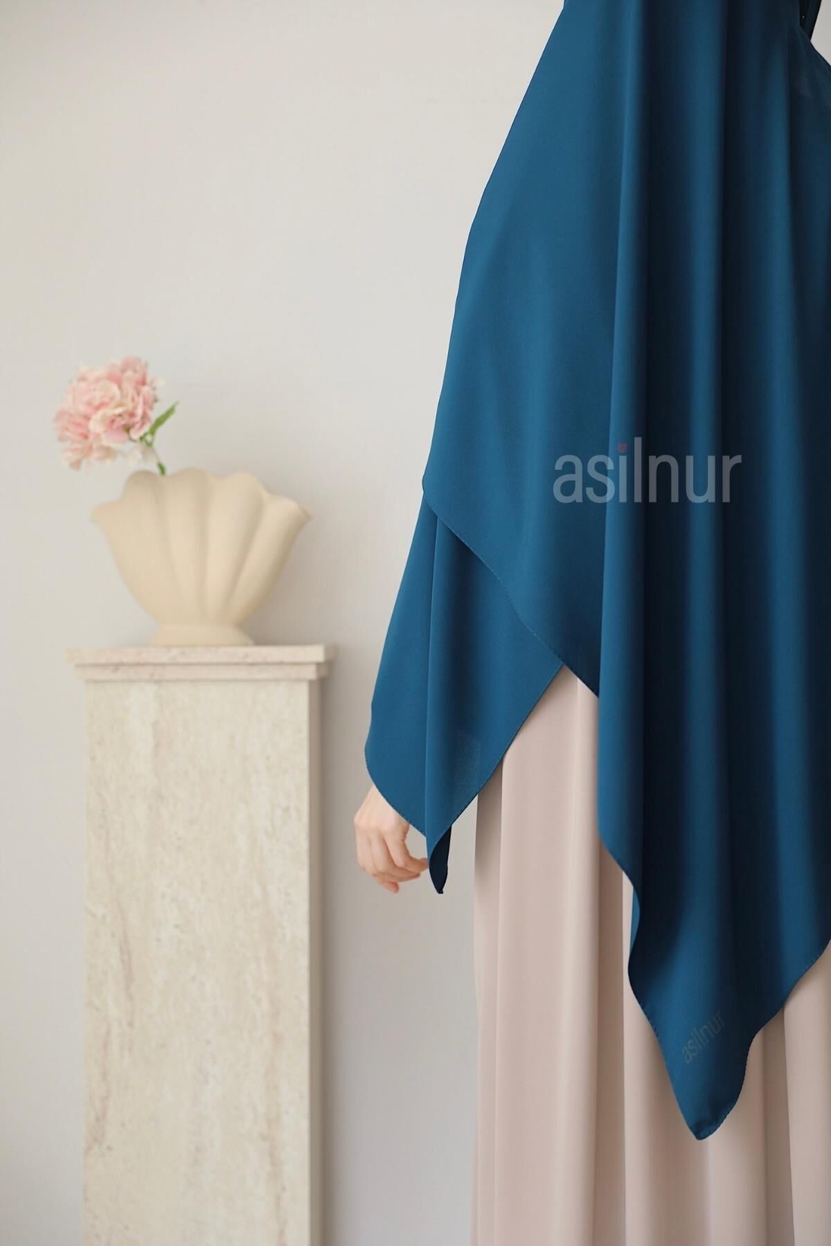 Elif Büyük Boy Şal 70x220 Petrol Mavisi - 4