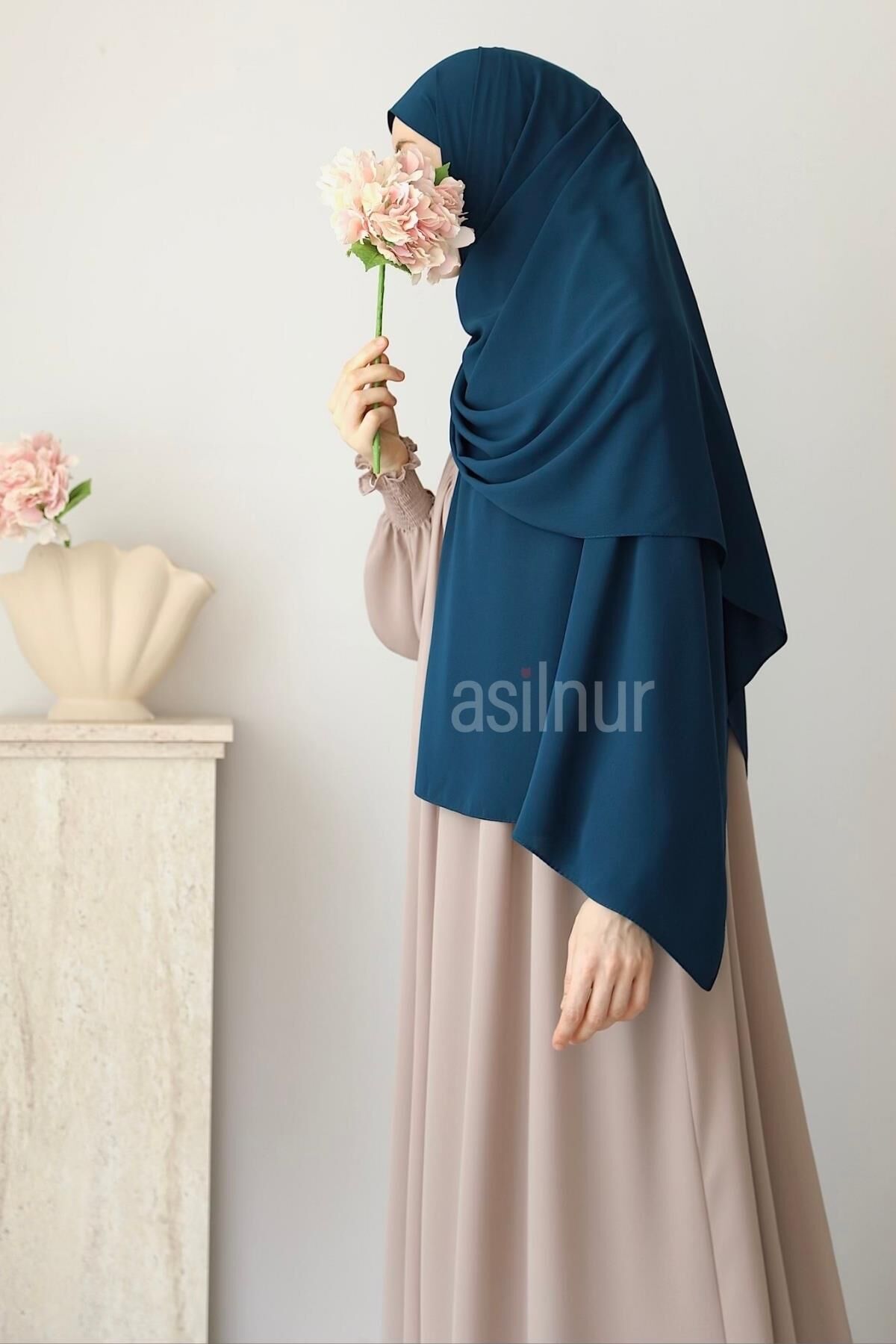 Elif Büyük Boy Şal 70x220 Petrol Mavisi - 2