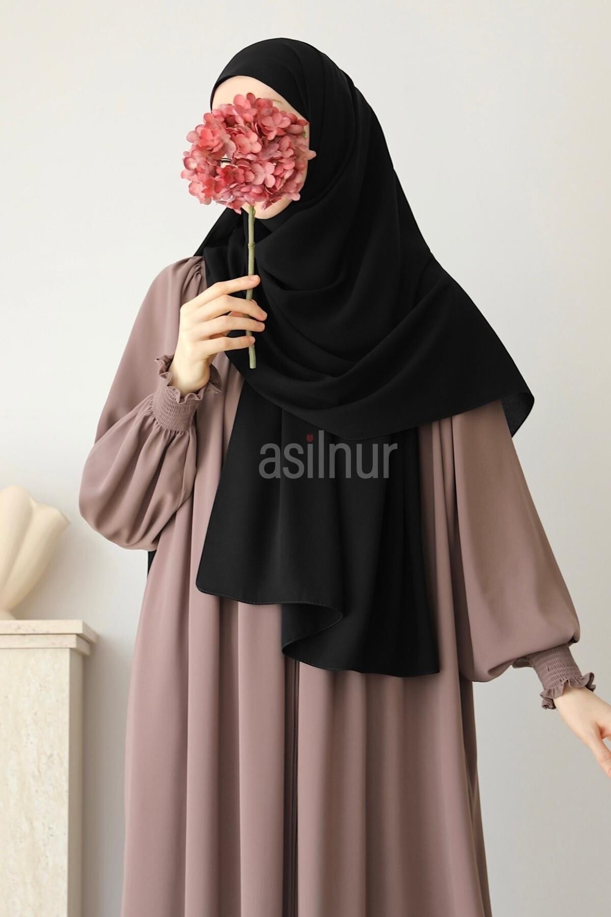 Elif Büyük Boy Şal 70x220 Siyah - ASİLNUR