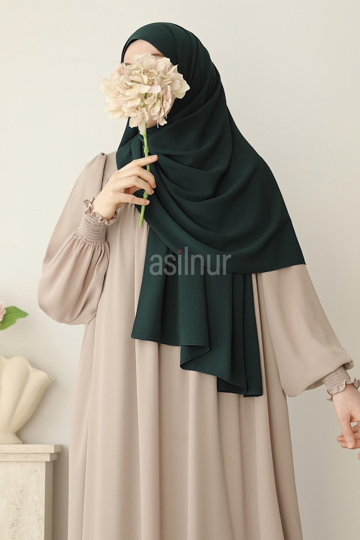 Elif Büyük Boy Şal 70x220 Zümrüt Yeşili - ASİLNUR