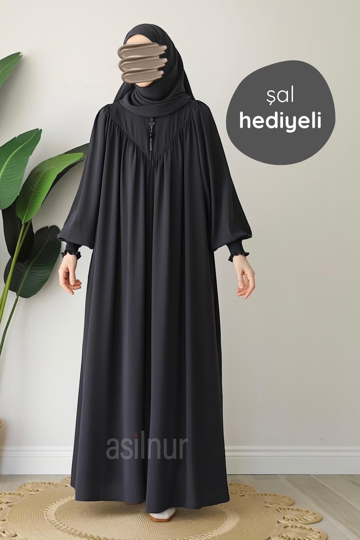 Elif Ferace Şal Hediyeli Takım Füme - ASİLNUR