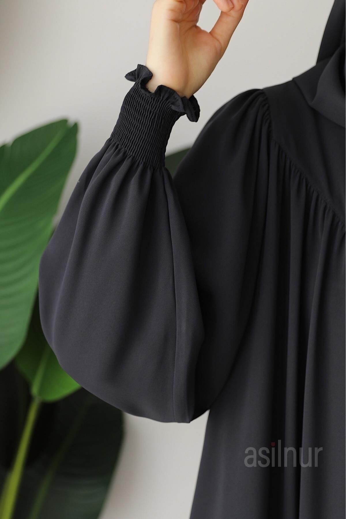 Elif Ferace Şal Hediyeli Takım Füme - 6