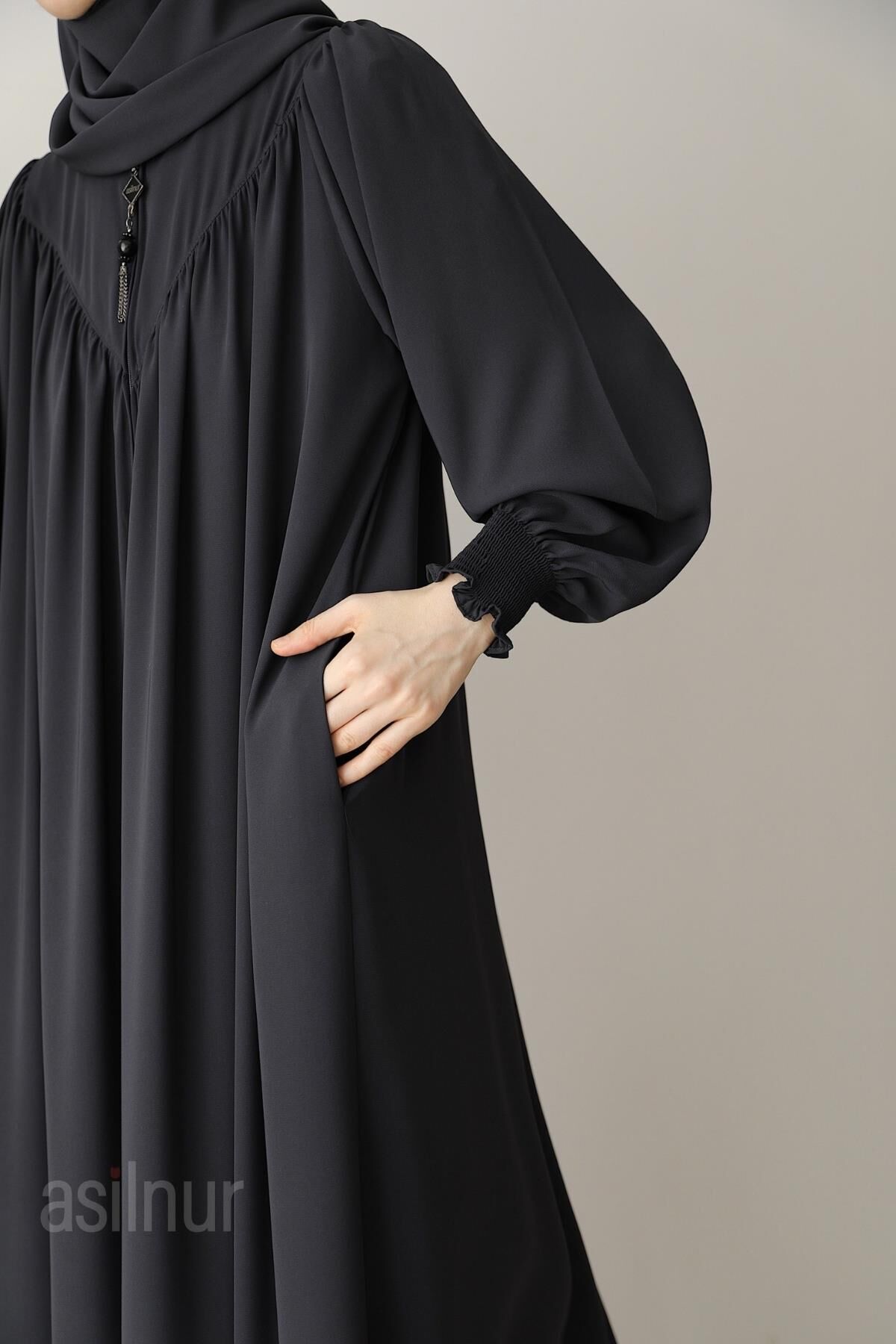 Elif Ferace Şal Hediyeli Takım Füme - 7