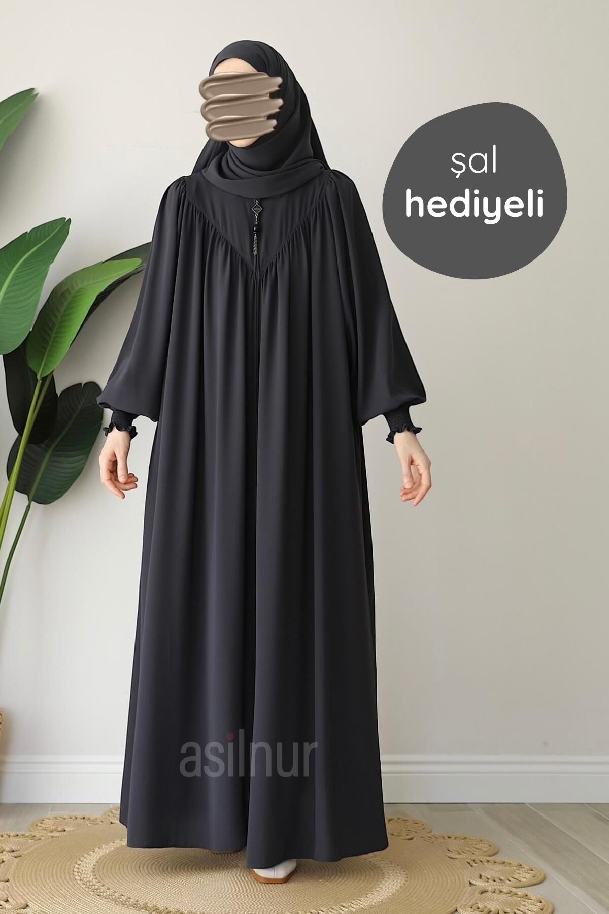 Elif Ferace Şal Hediyeli Takım Füme - 1