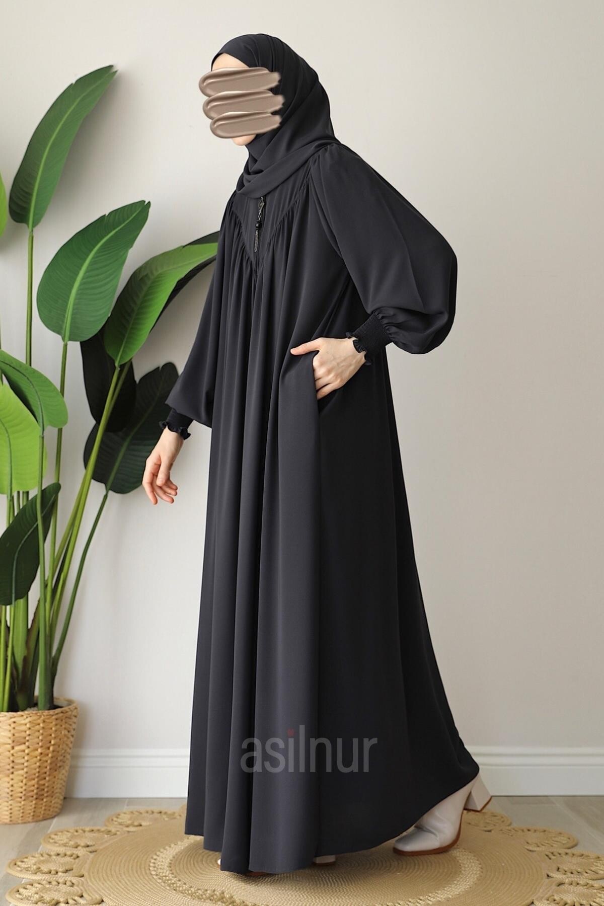 Elif Ferace Şal Hediyeli Takım Füme - 3