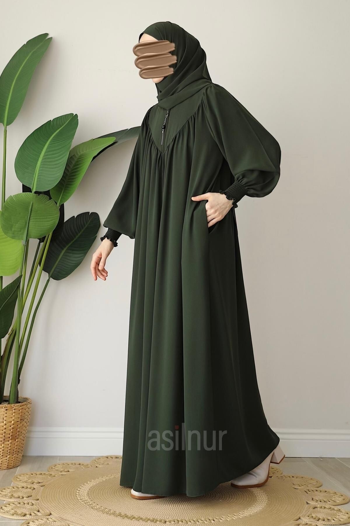 Elif Ferace Şal Hediyeli Takım Haki - 3