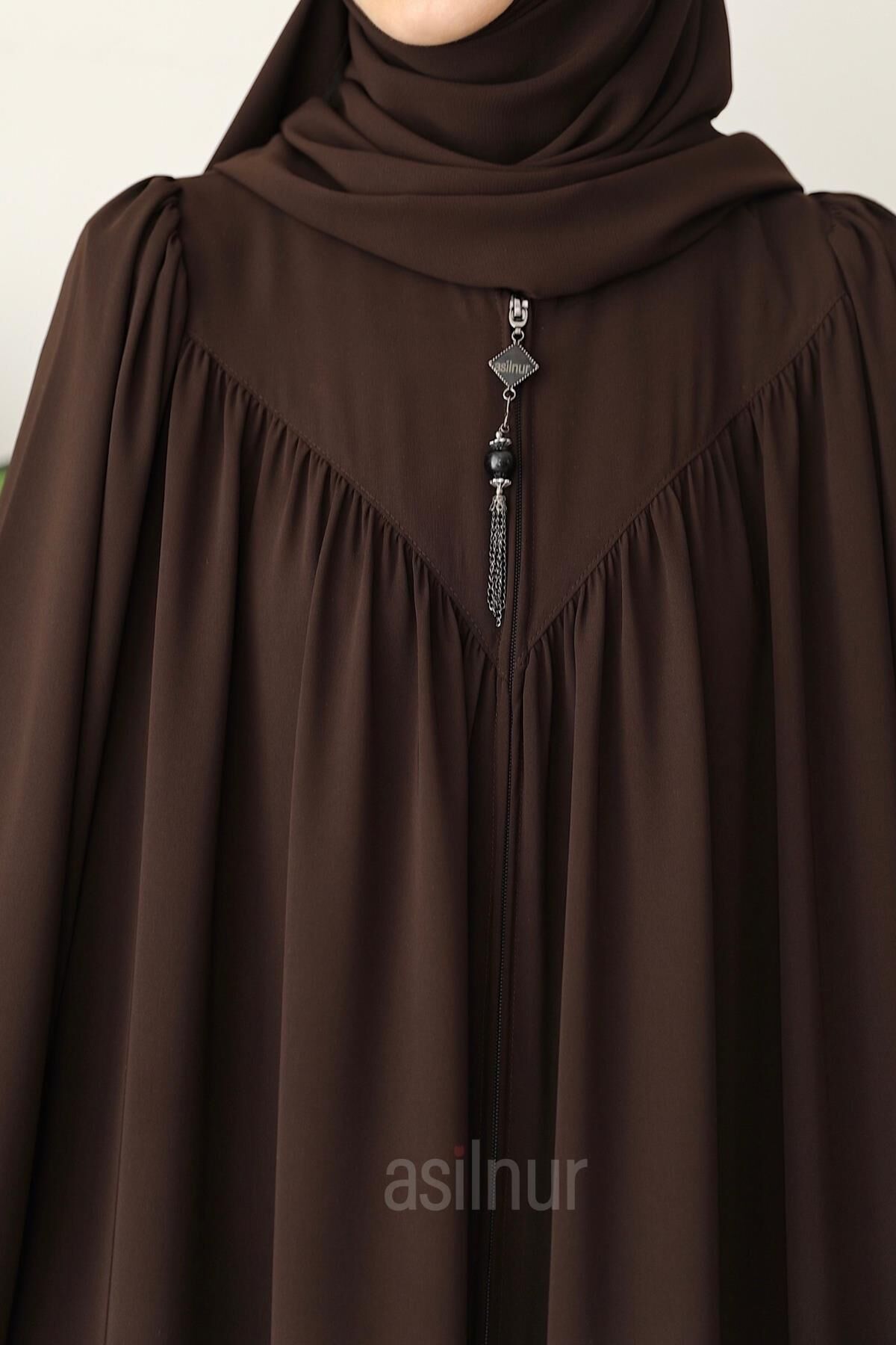 Elif Ferace Şal Hediyeli Takım Kahverengi - 7