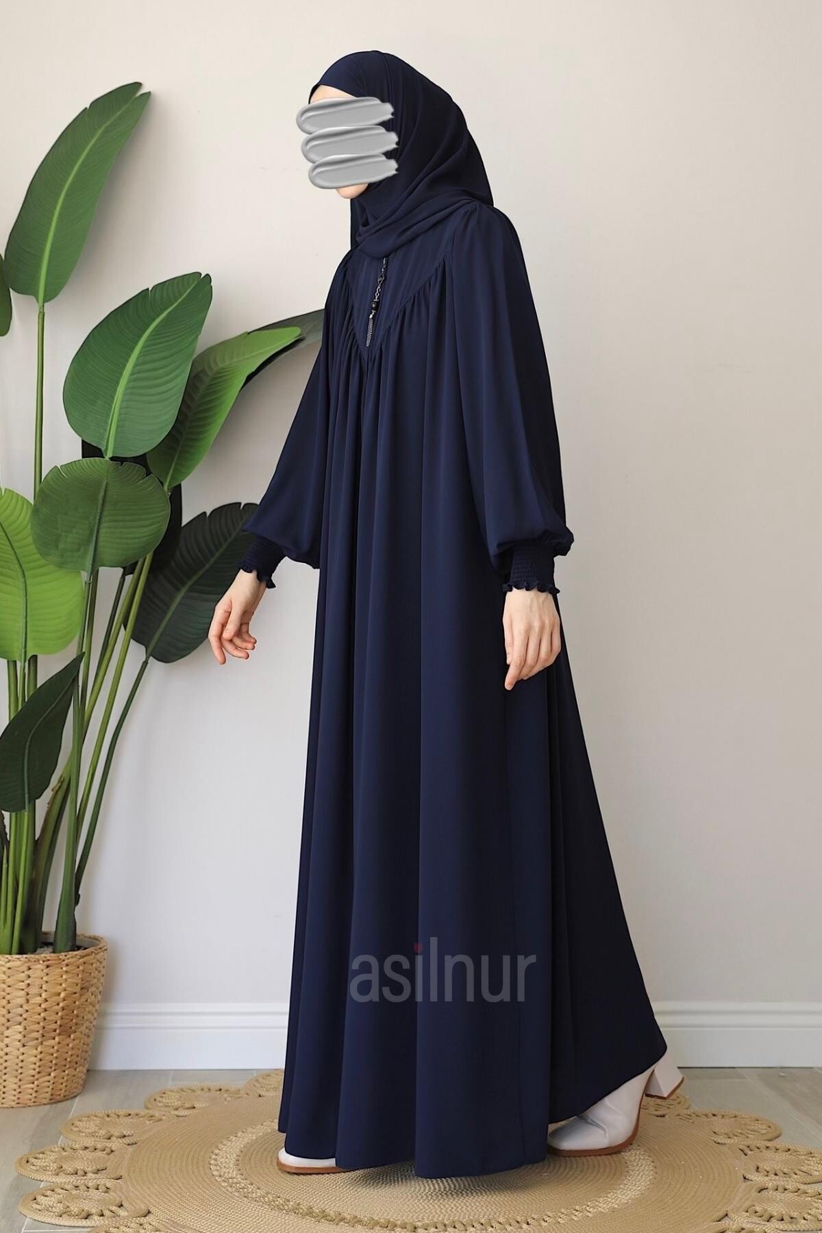 Elif Ferace Şal Hediyeli Takım Lacivert - 3