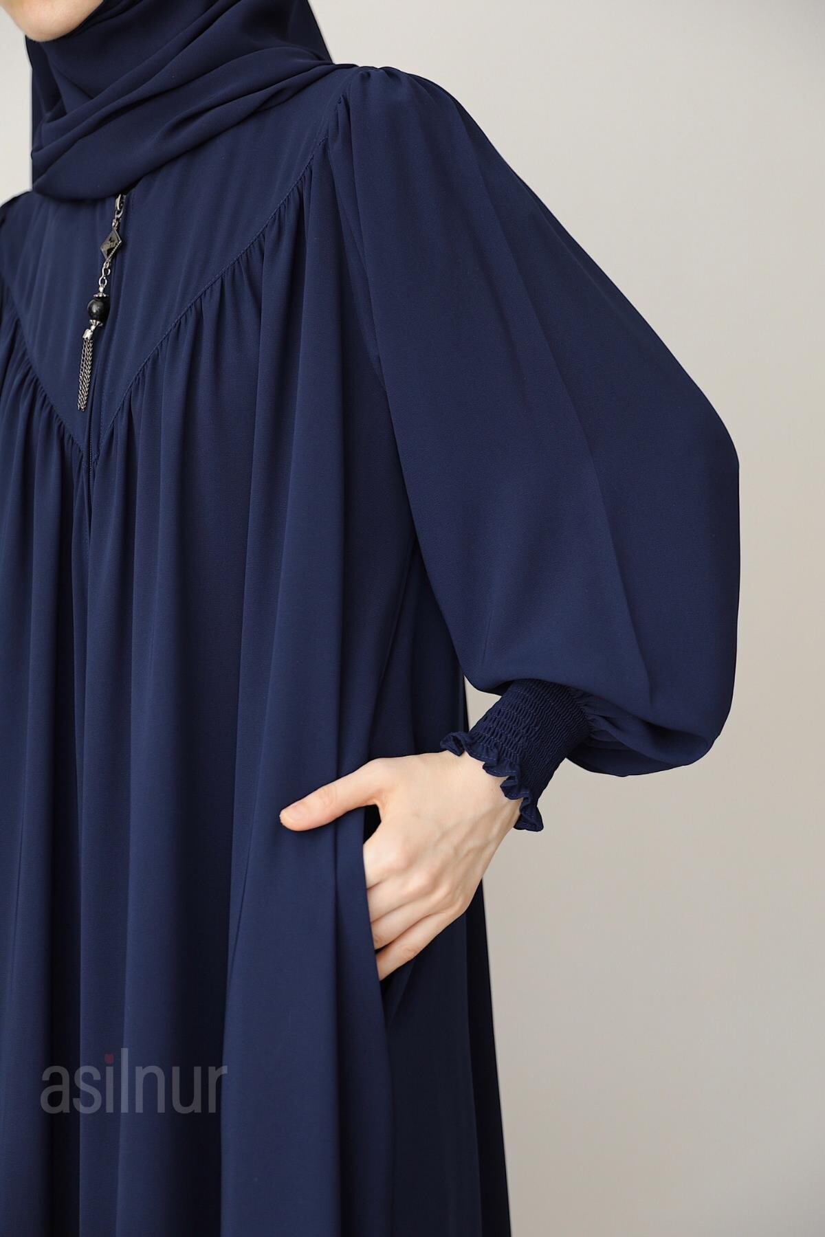 Elif Ferace Şal Hediyeli Takım Lacivert - 7