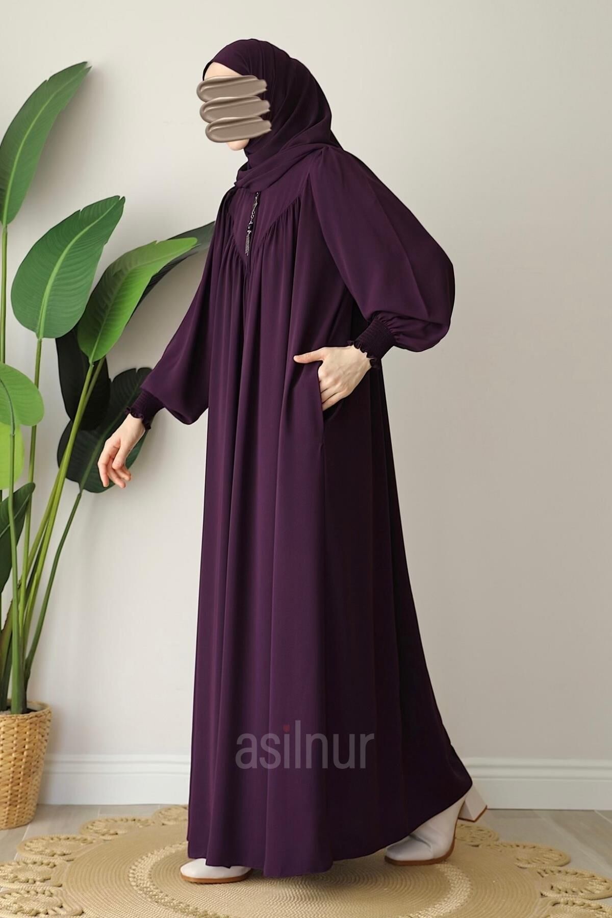 Elif Ferace Şal Hediyeli Takım Mürdüm - 3