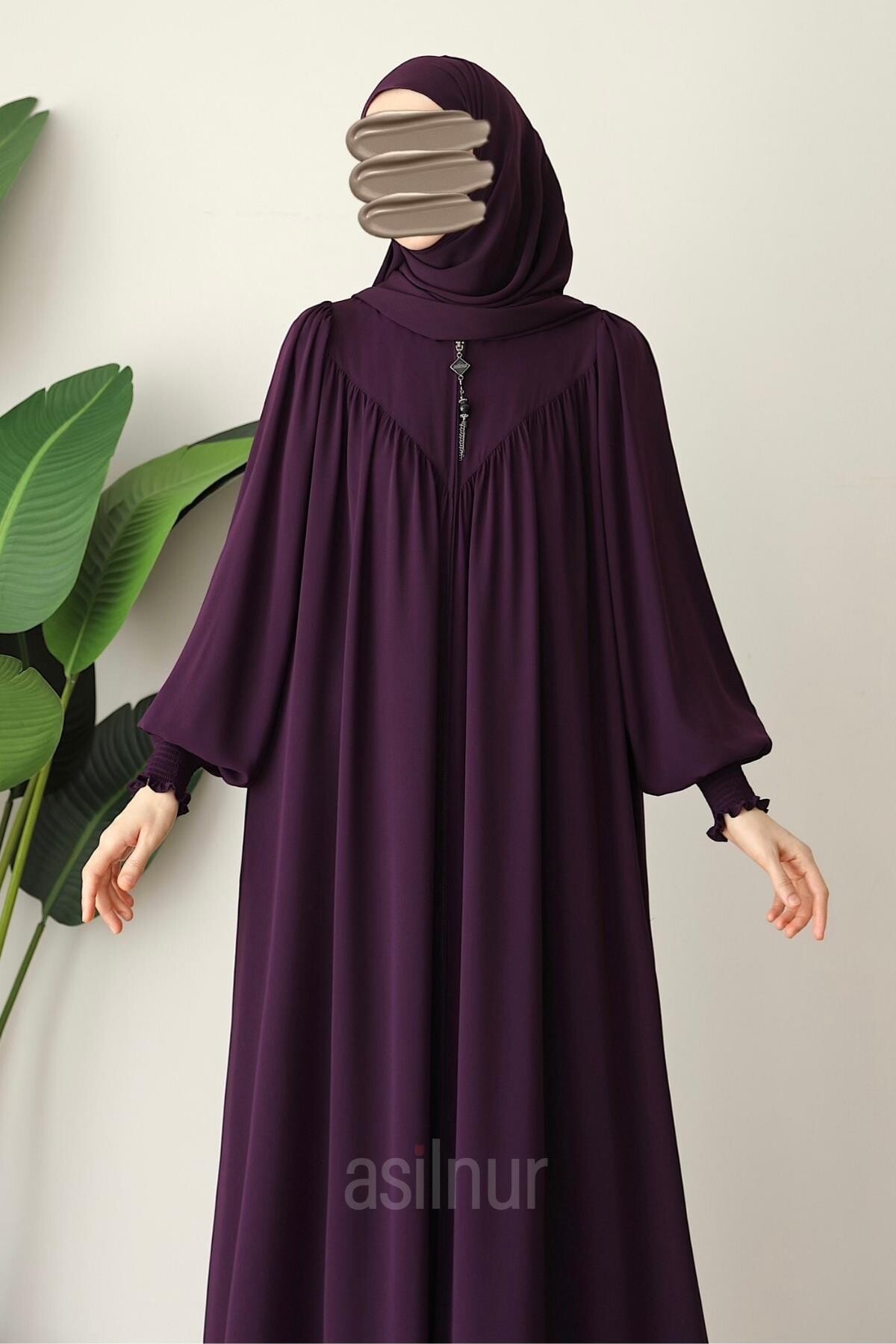 Elif Ferace Şal Hediyeli Takım Mürdüm - 7