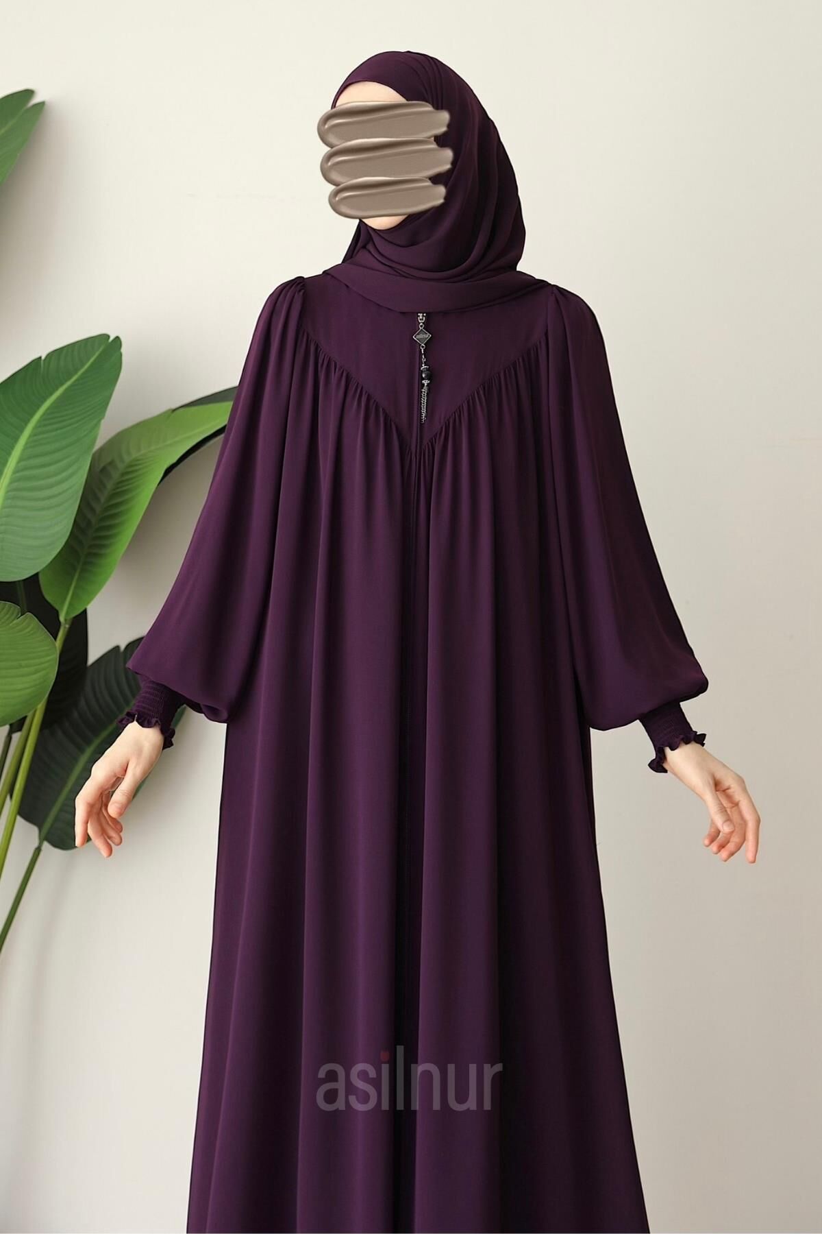 Elif Ferace Şal Hediyeli Takım Mürdüm - 7