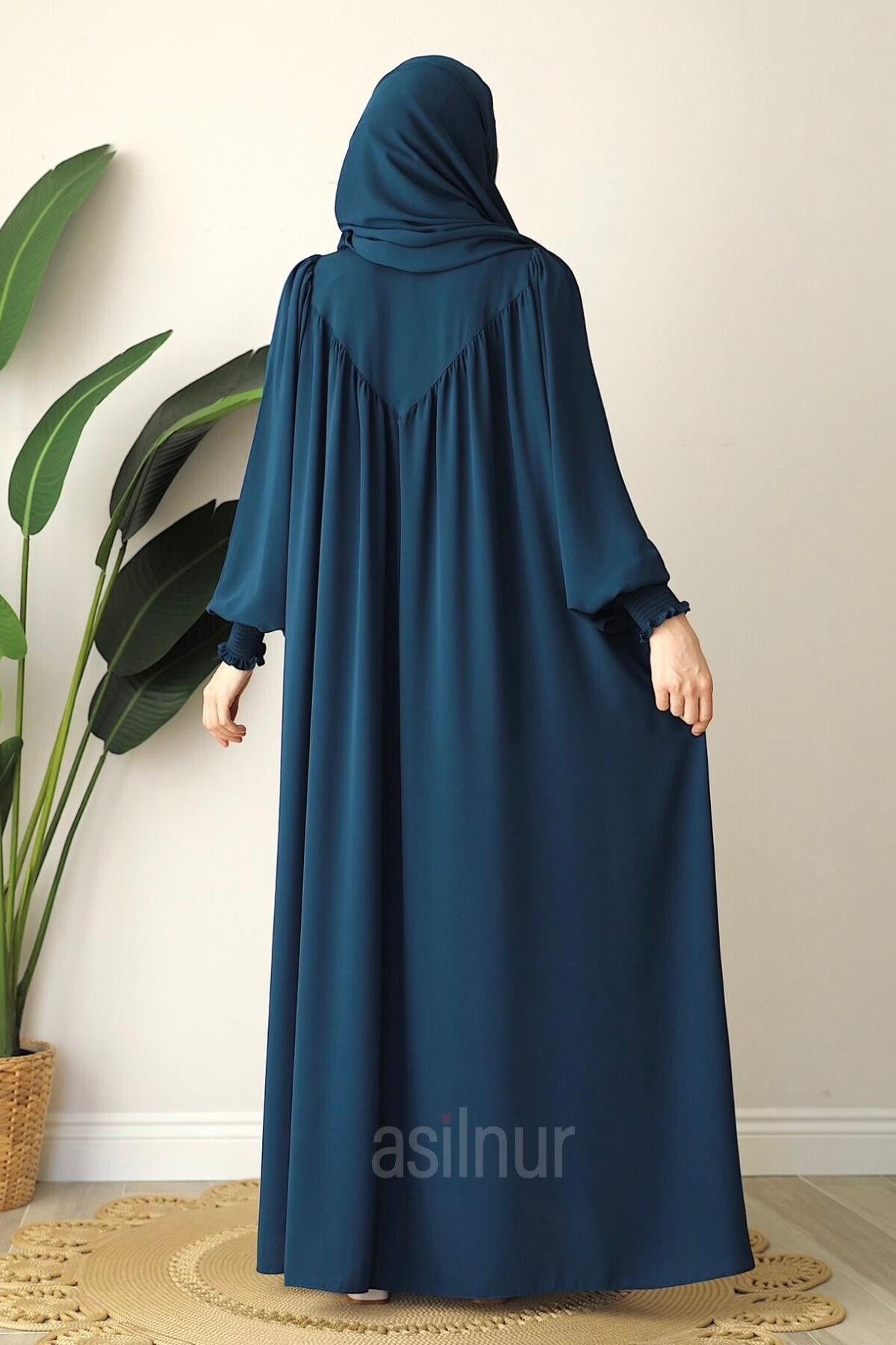 Elif Ferace Şal Hediyeli Takım Petrol Mavisi - 4