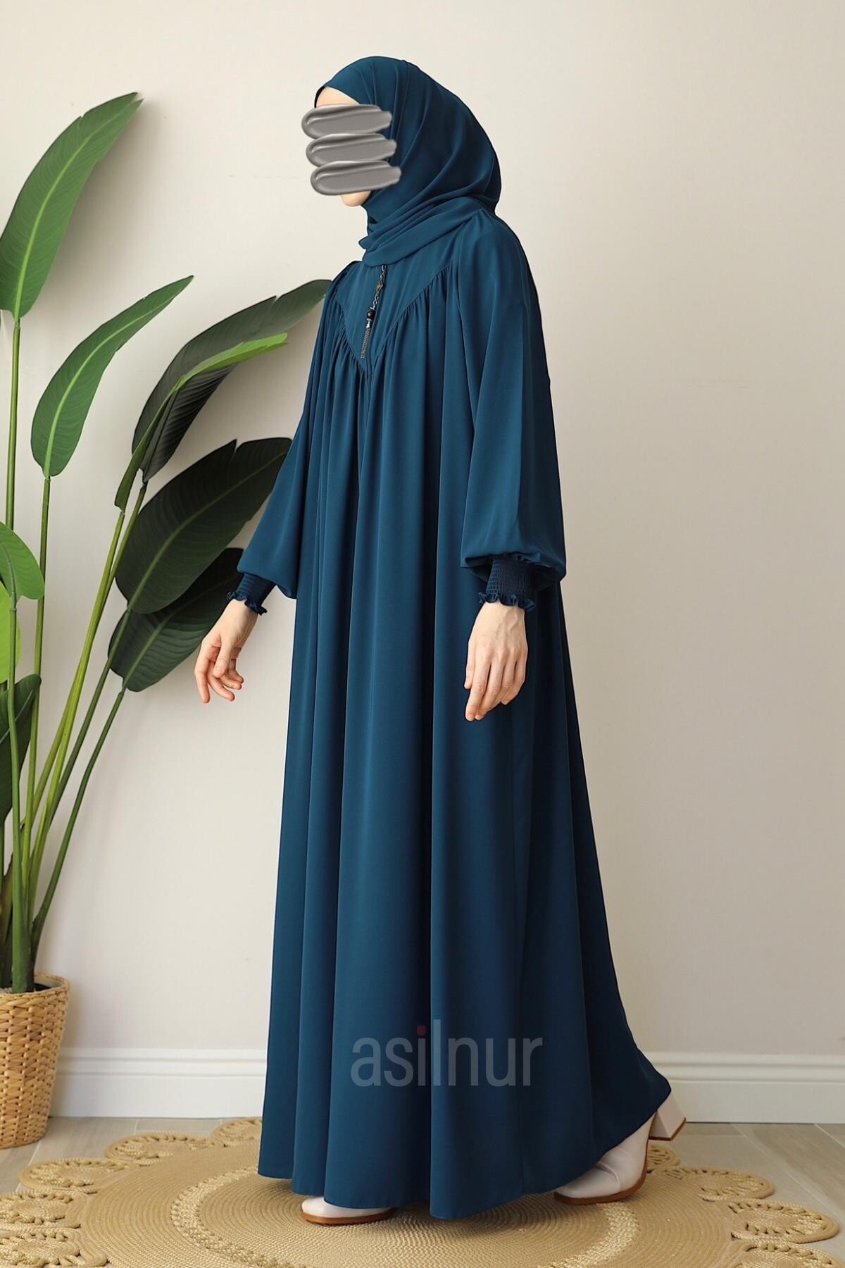 Elif Ferace Şal Hediyeli Takım Petrol Mavisi - 3