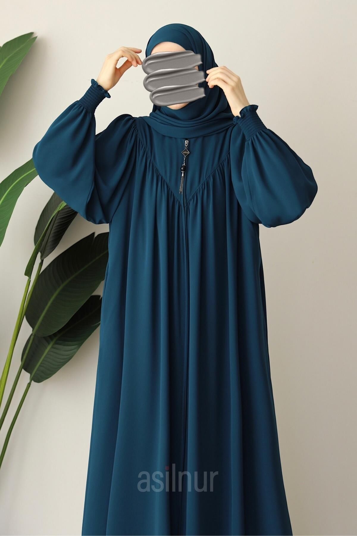 Elif Ferace Şal Hediyeli Takım Petrol Mavisi - 6