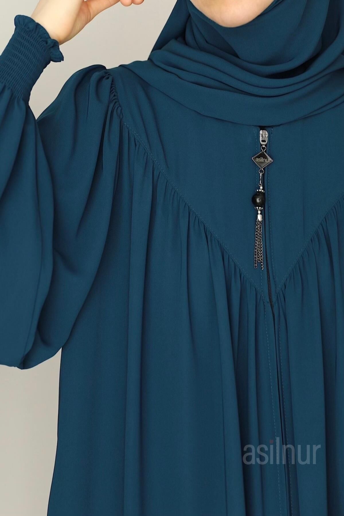 Elif Ferace Şal Hediyeli Takım Petrol Mavisi - 7