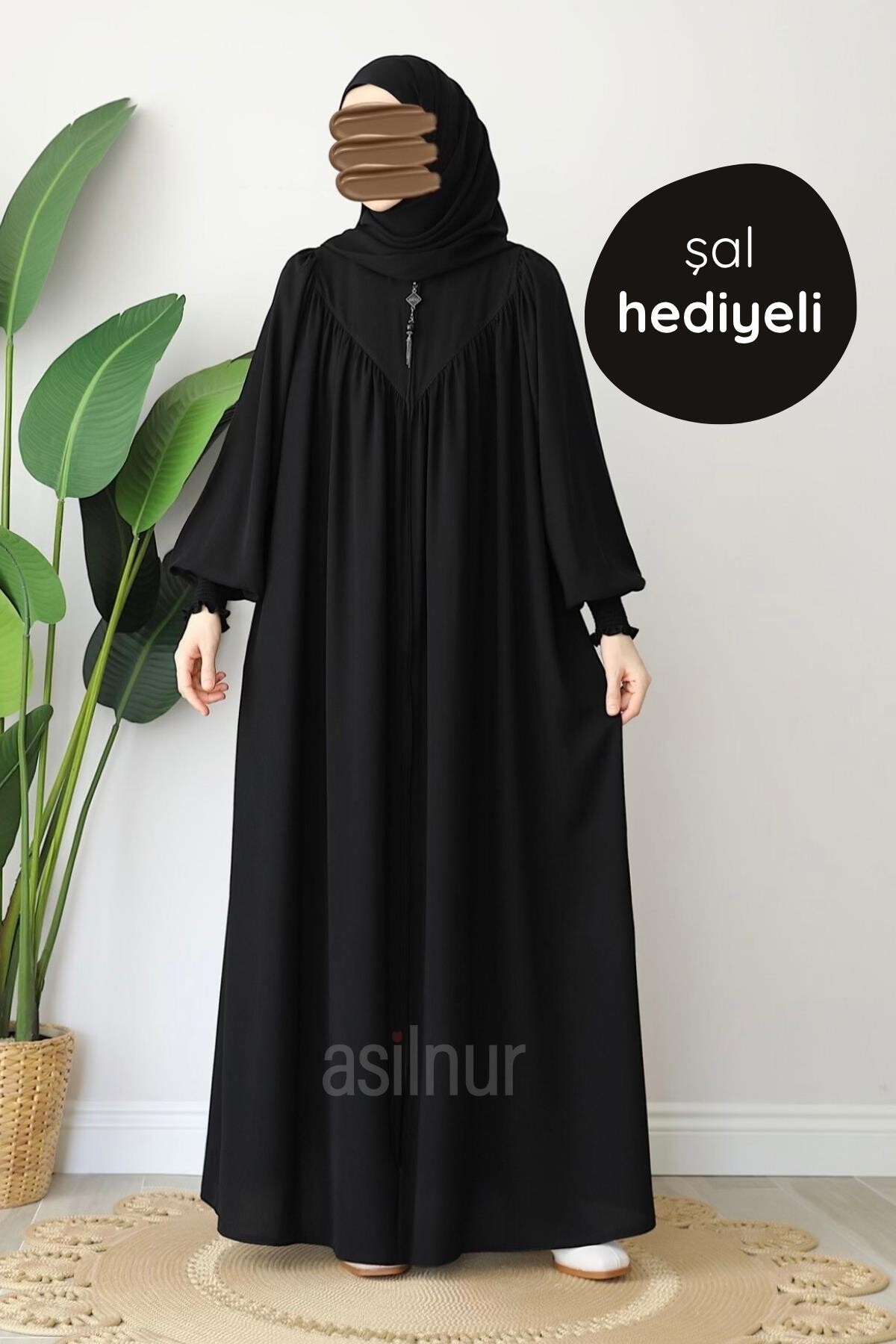 Elif Ferace Şal Hediyeli Takım Siyah - 1