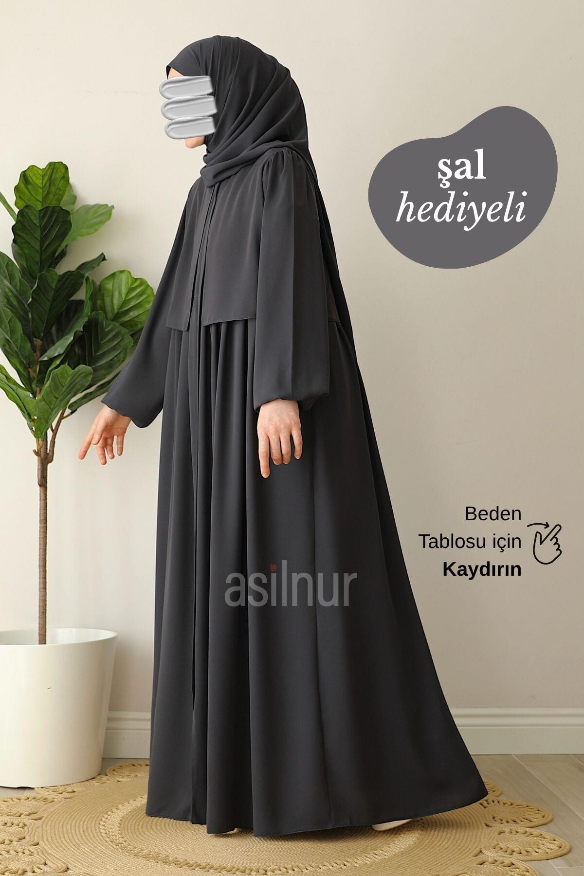 Esra Cepkenli Şal Hediyeli Takım Füme - ASİLNUR