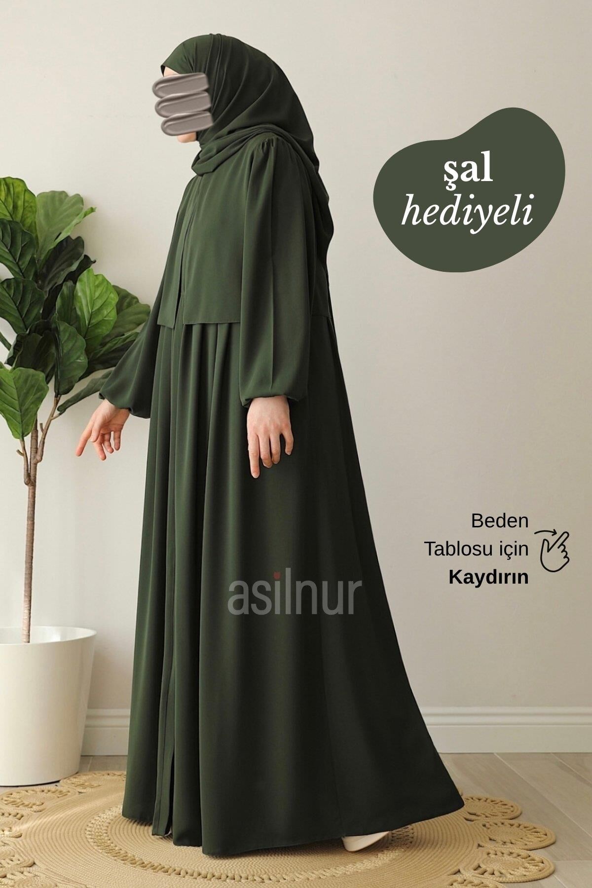 Esra Cepkenli Şal Hediyeli Takım Haki - 7
