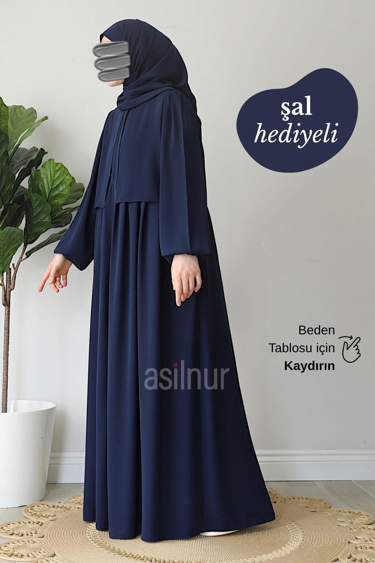 Esra Cepkenli Şal Hediyeli Takım Lacivert - ASİLNUR