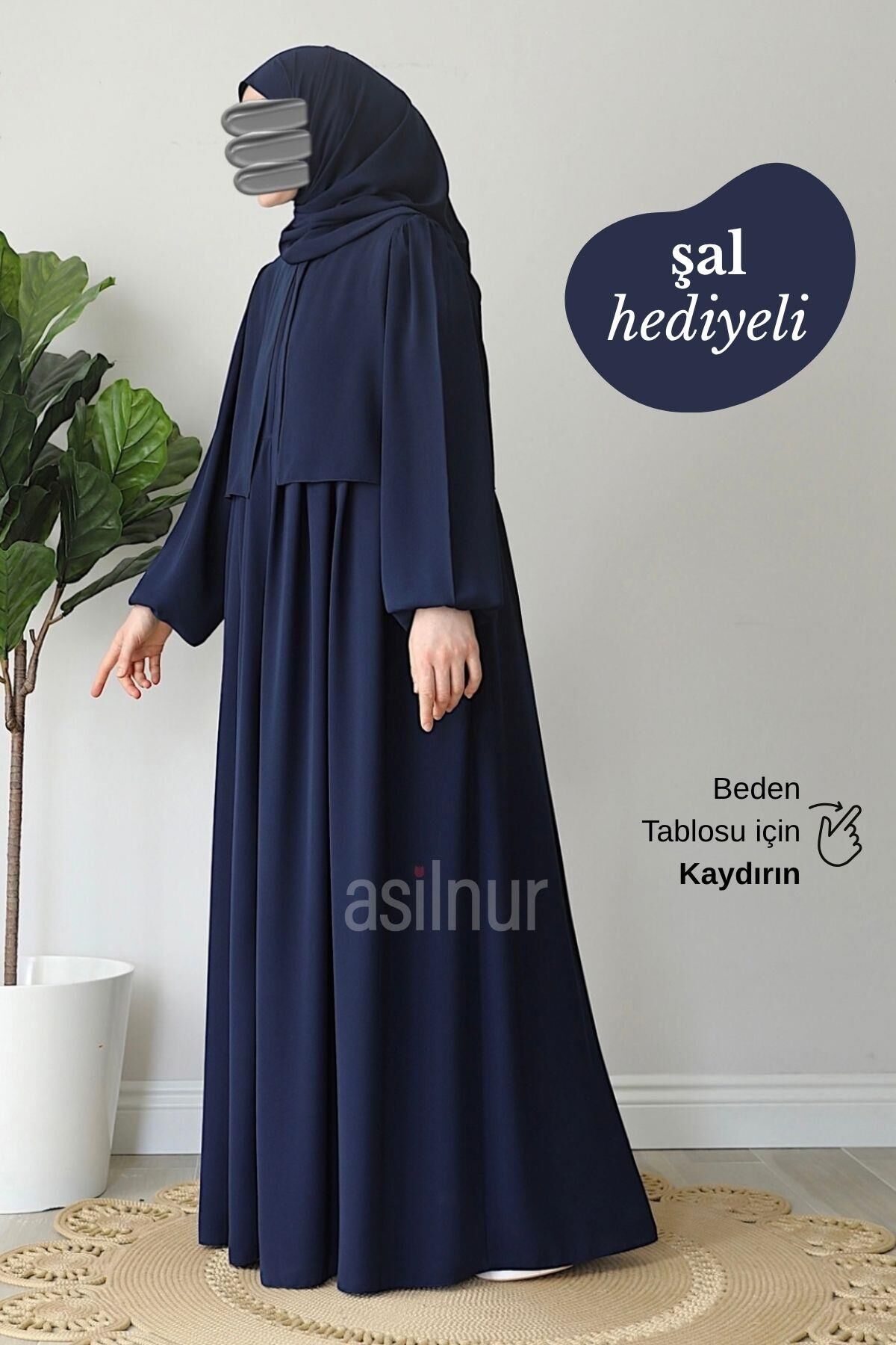 Esra Cepkenli Şal Hediyeli Takım Lacivert - 1