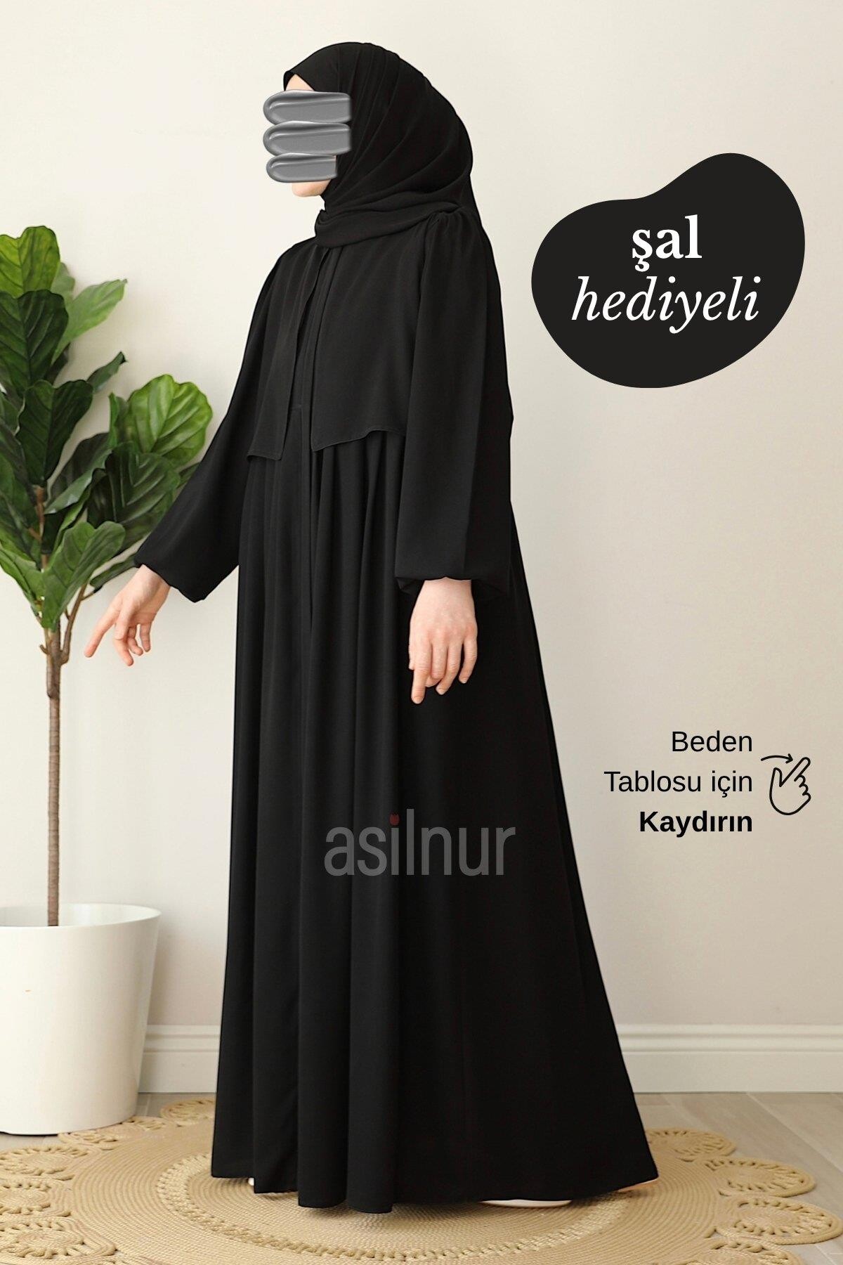 Esra Cepkenli Şal Hediyeli Takım Siyah - ASİLNUR