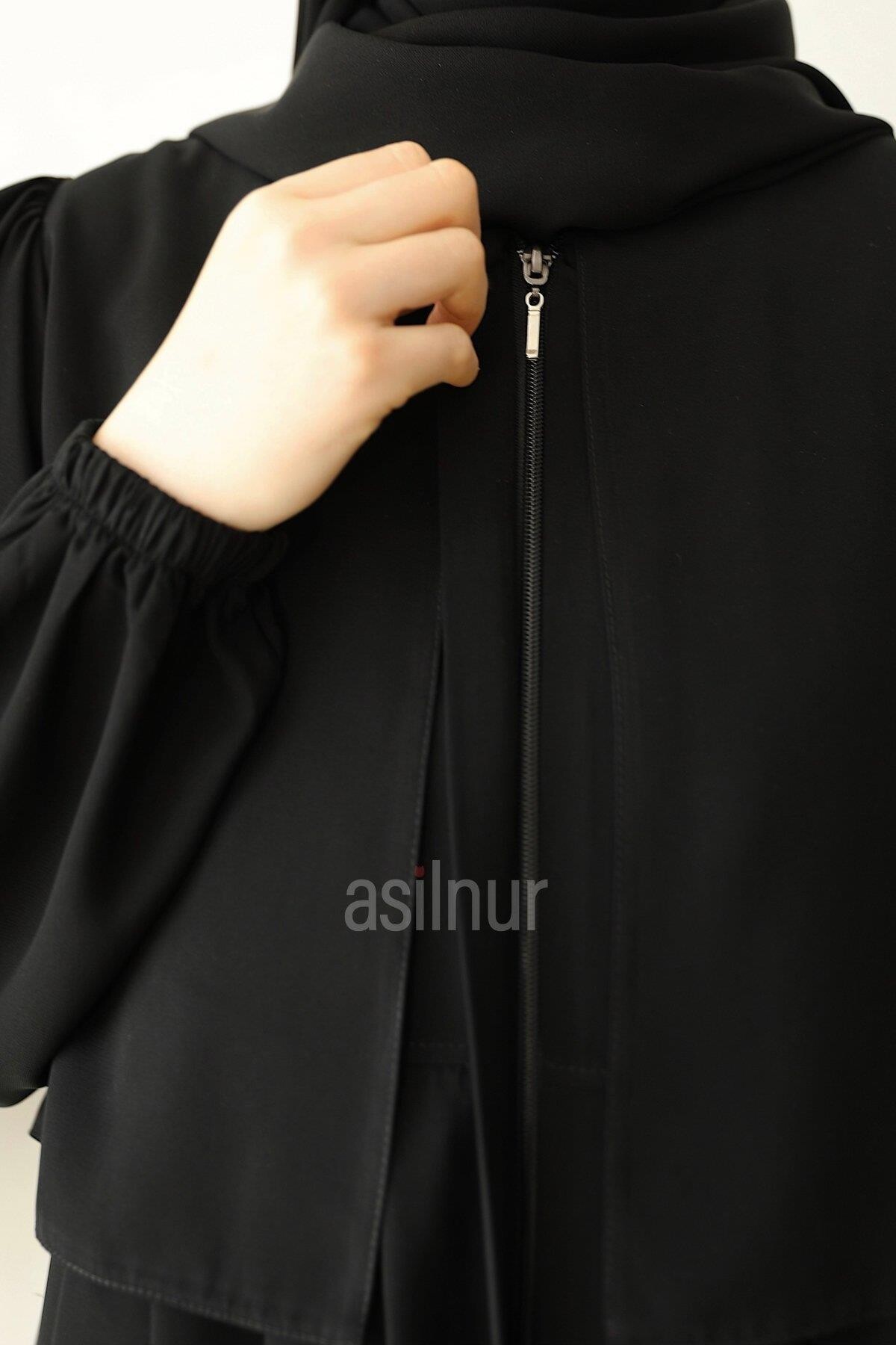 Esra Cepkenli Şal Hediyeli Takım Siyah - 5