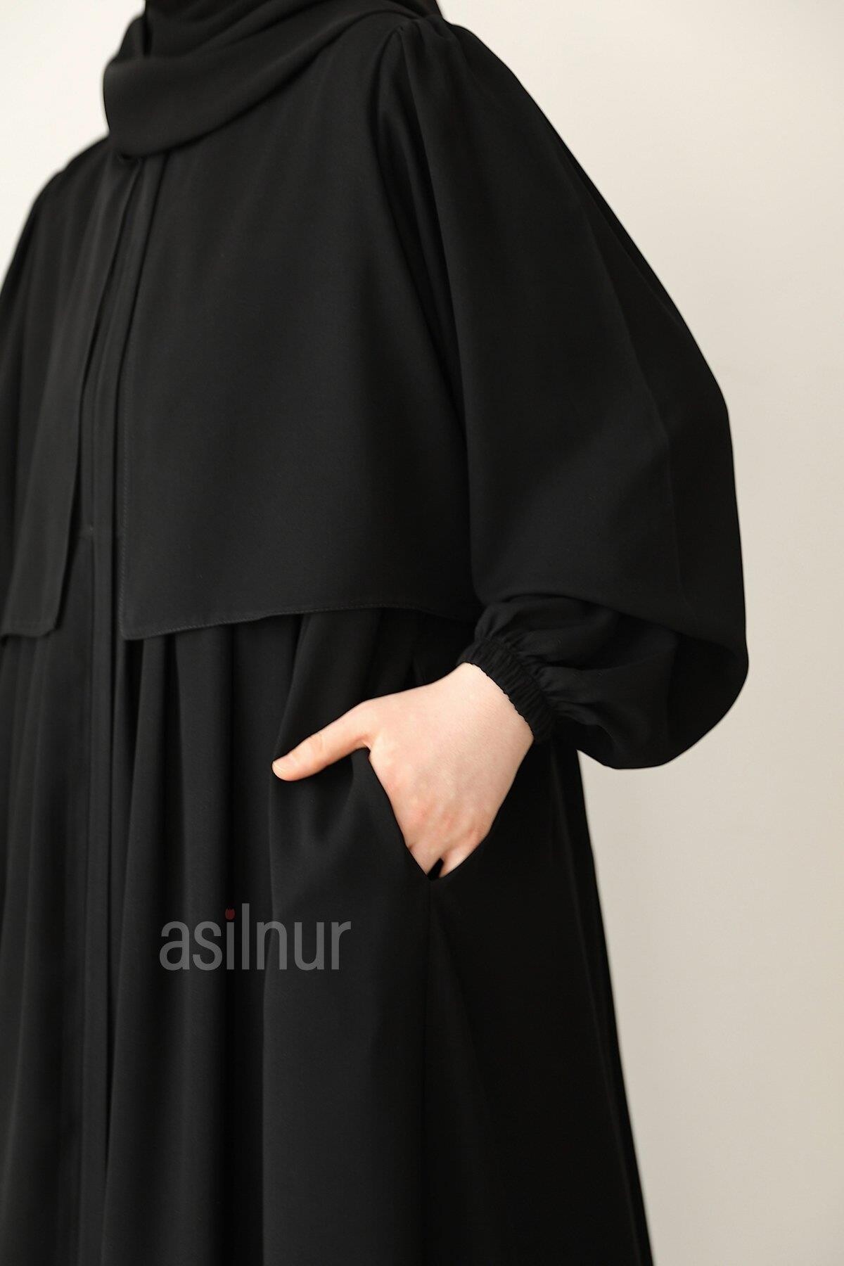 Esra Cepkenli Şal Hediyeli Takım Siyah - 6