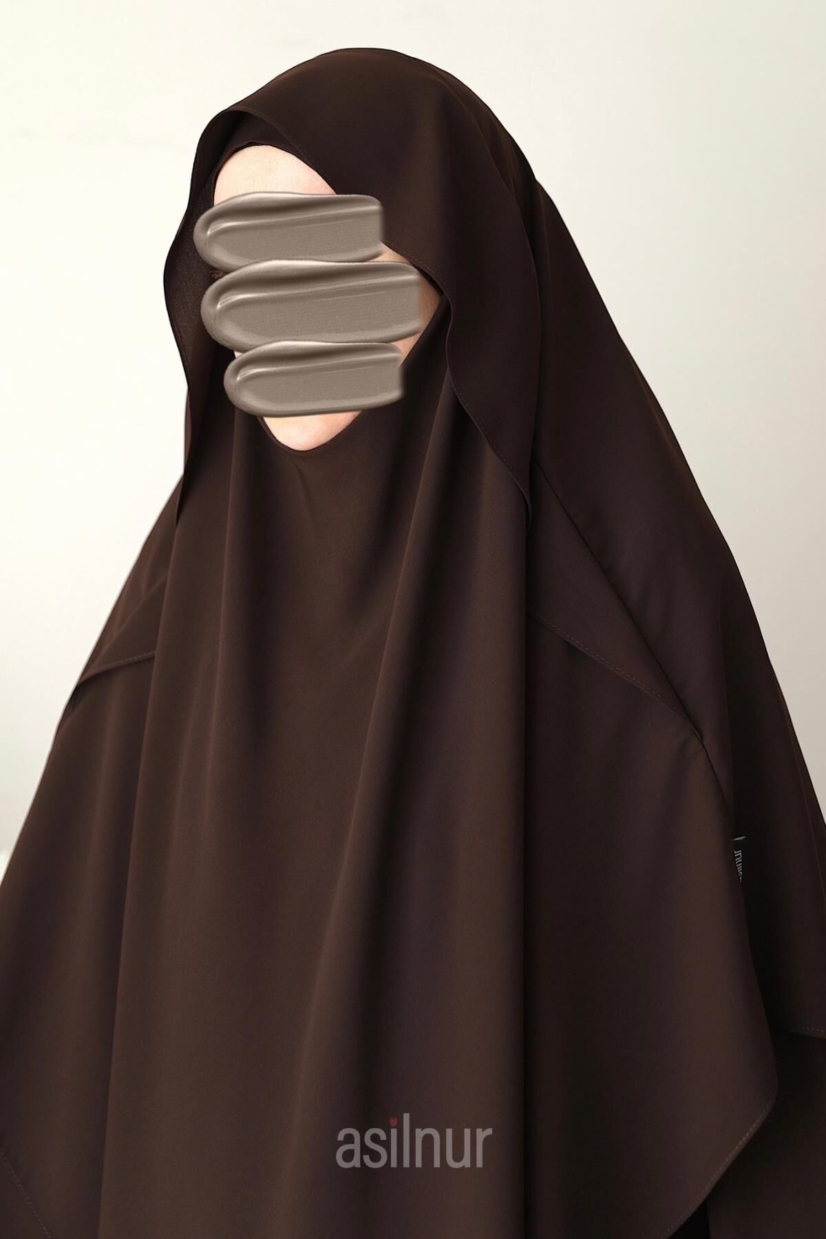 Hafsa Fermuarlı Ferace Gölgeli Sufle Hediyeli Takım Kahverengi - 8