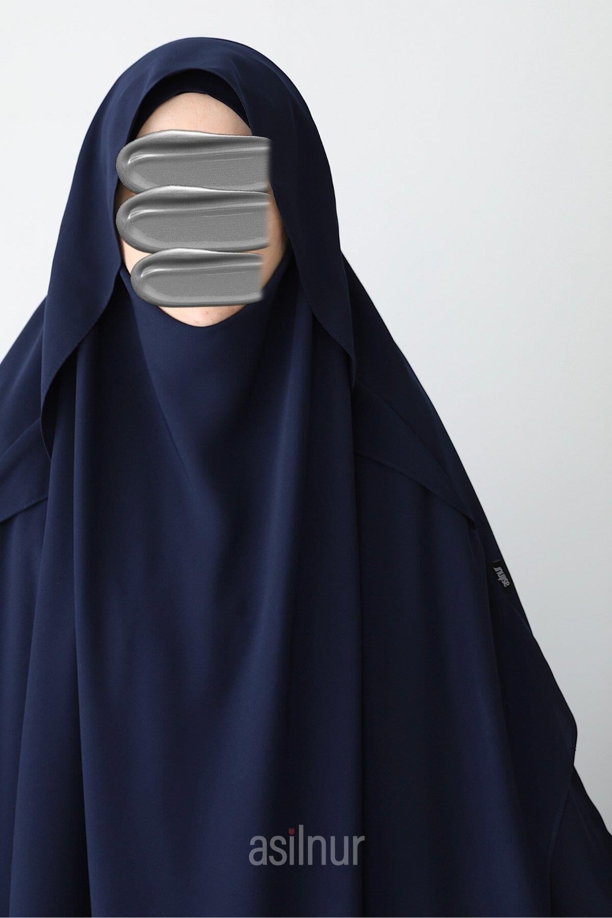 Hafsa Fermuarlı Ferace Gölgeli Sufle Hediyeli Takım Lacivert - 6