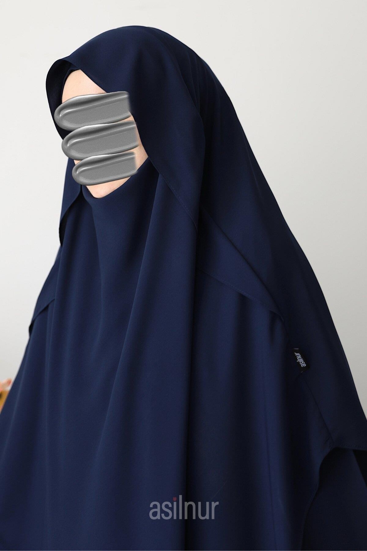 Hafsa Fermuarlı Ferace Gölgeli Sufle Hediyeli Takım Lacivert - 10