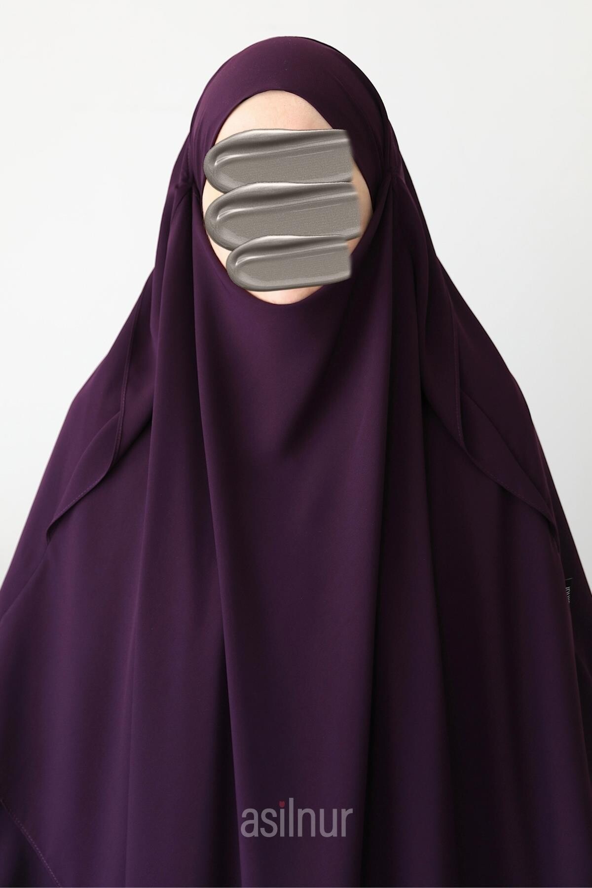 Hafsa Fermuarlı Ferace Gölgeli Sufle Hediyeli Takım Mürdüm - 8