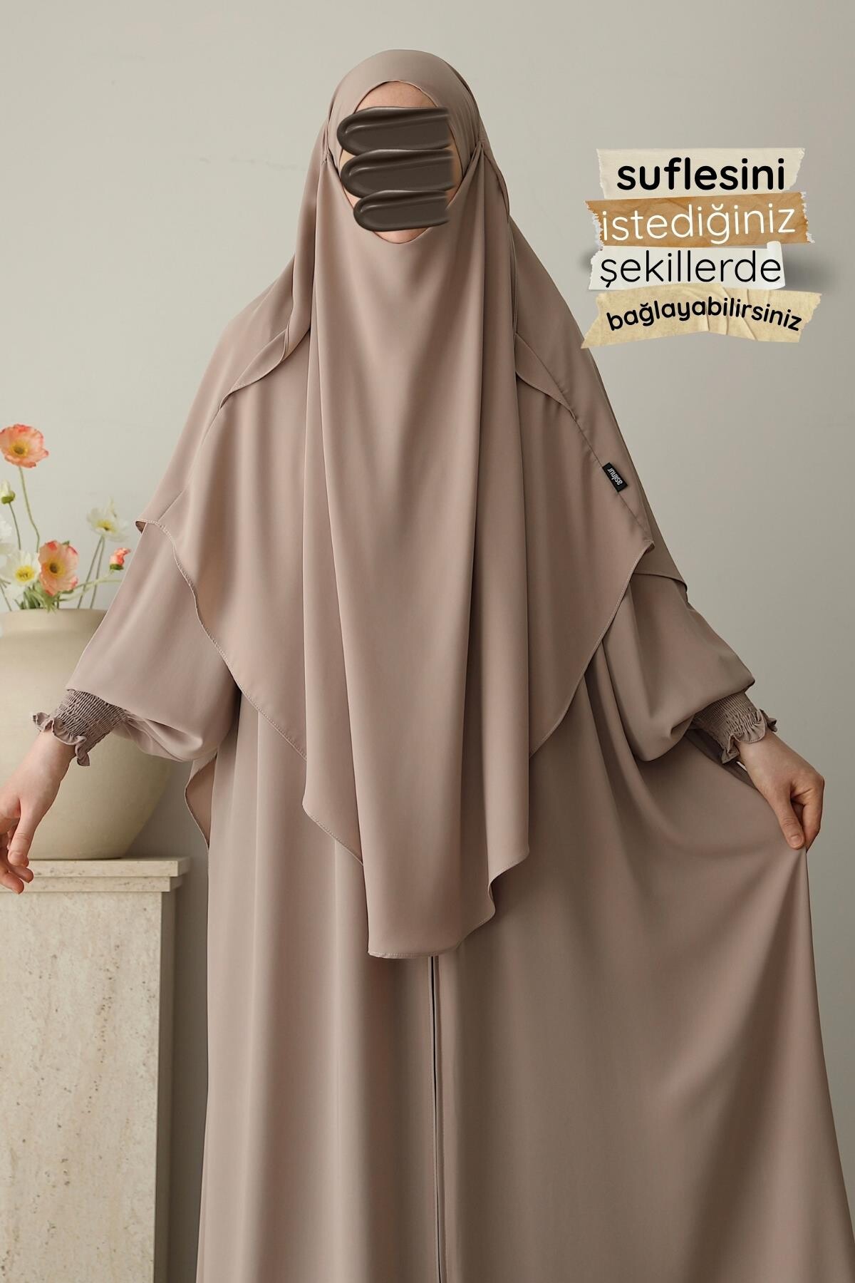 Hafsa Fermuarlı Ferace Gölgeli Sufle Hediyeli Takım Taş - 4
