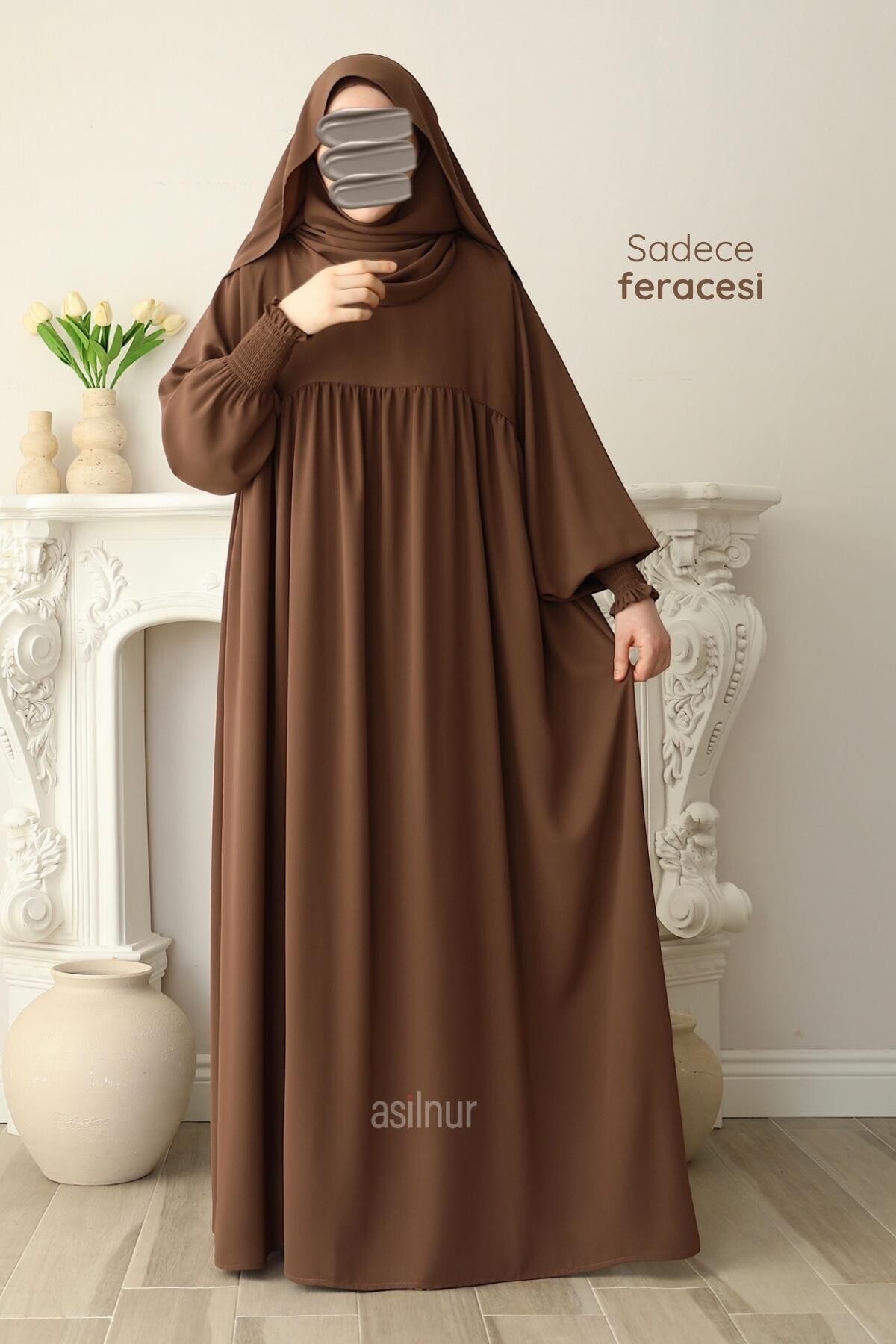 Hira Gölgeli Sufle Ferace Takım Camel - 5