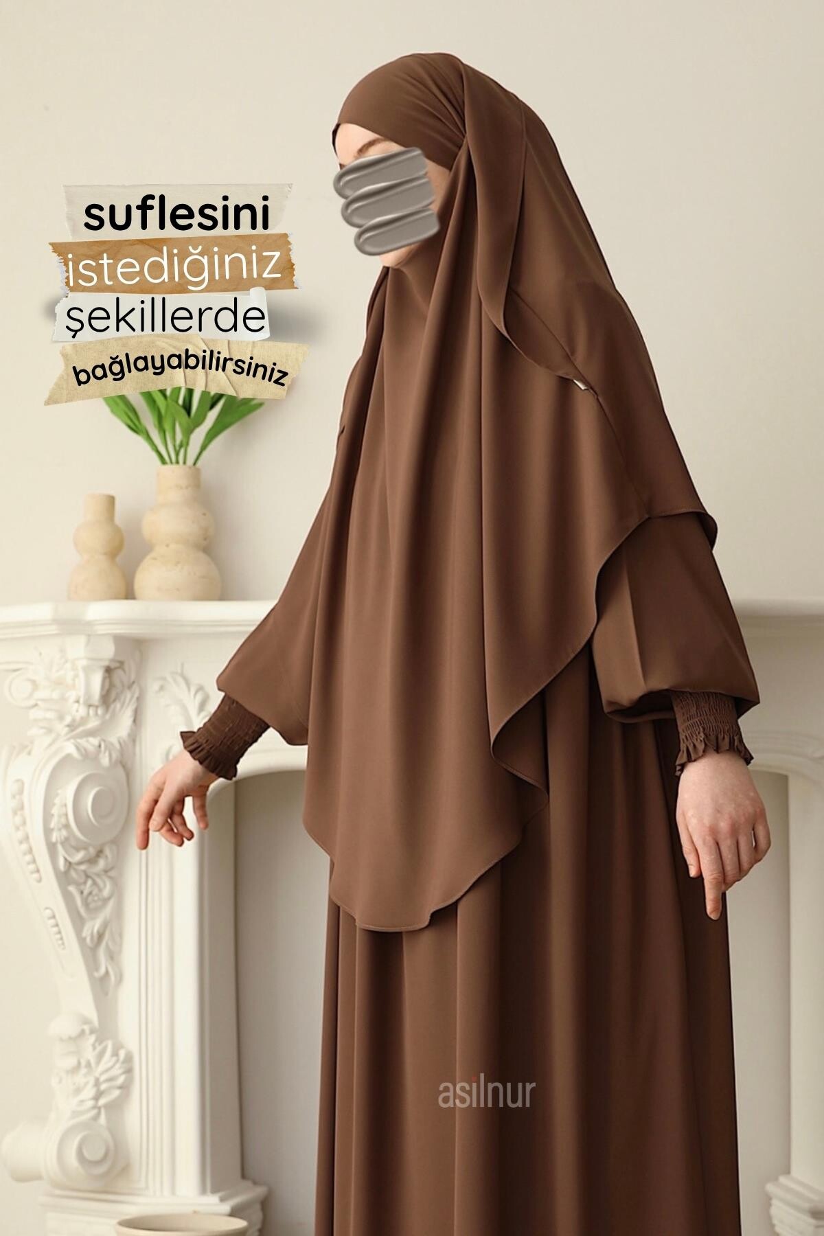 Hira Gölgeli Sufle Ferace Takım Camel - 6