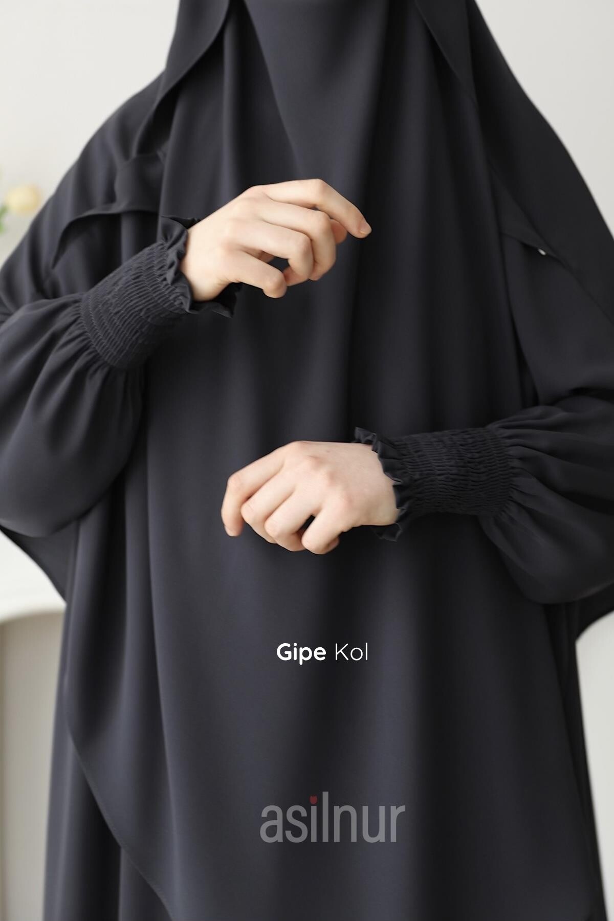 Hira Gölgeli Sufle Ferace Takım Füme - 2