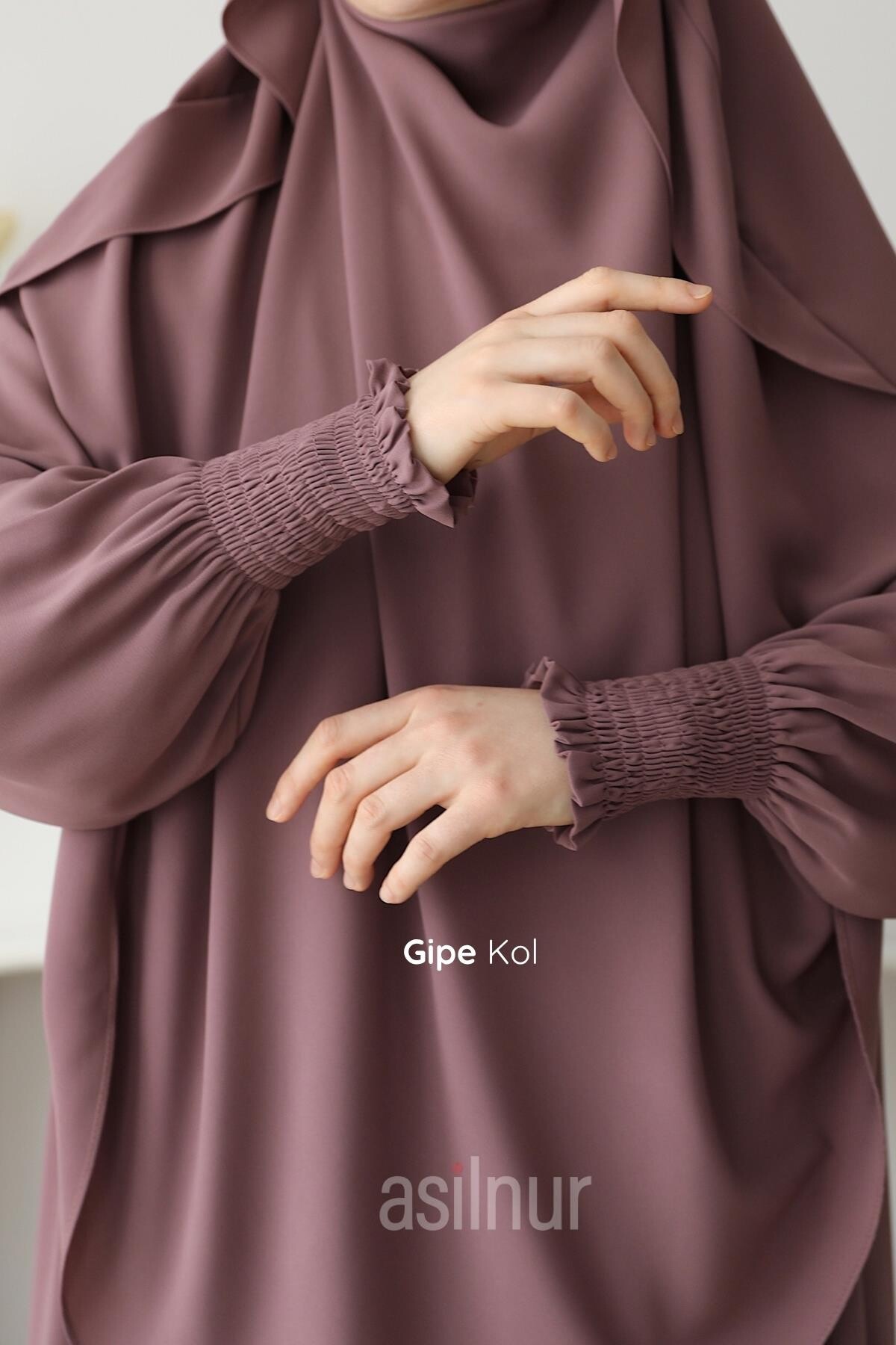 Hira Gölgeli Sufle Ferace Takım Gül Kurusu - 2