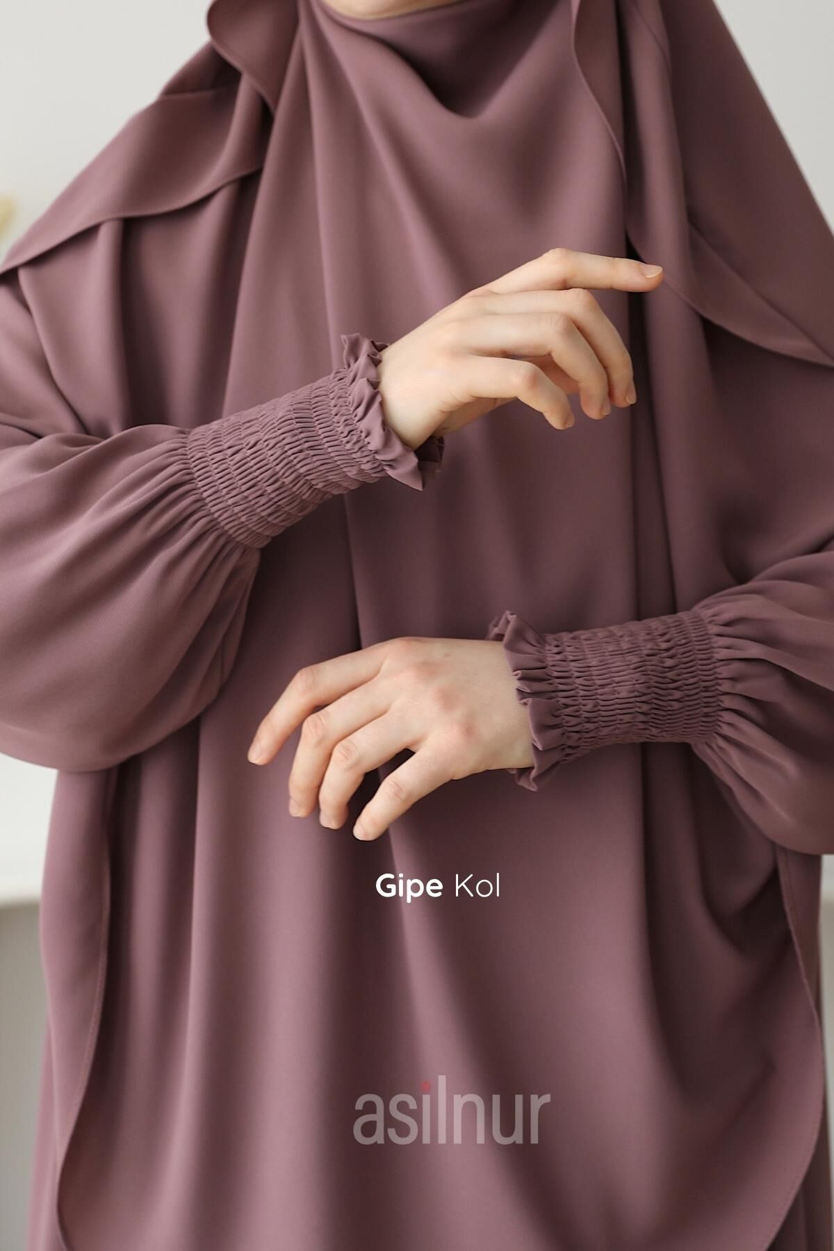 Hira Gölgeli Sufle Ferace Takım Gül Kurusu - 2
