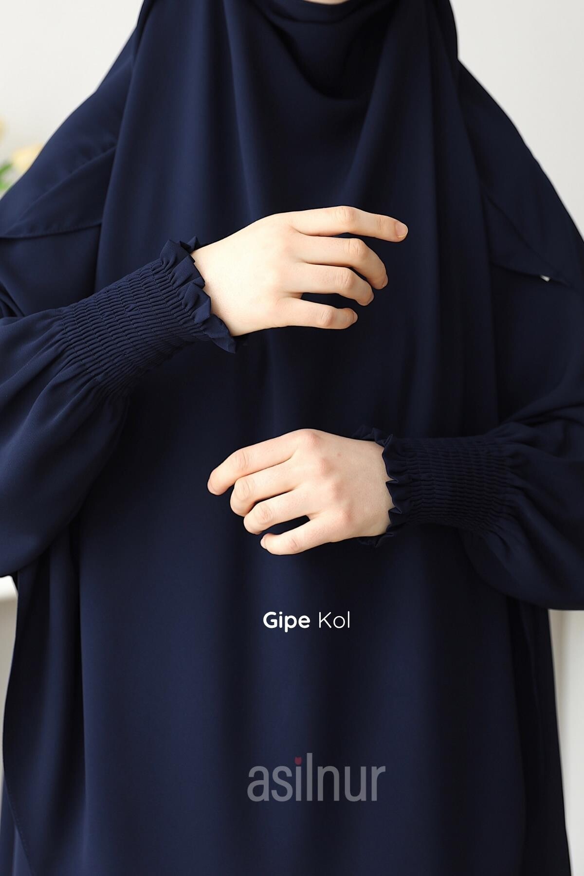 Hira Gölgeli Sufle Ferace Takım Lacivert - 2