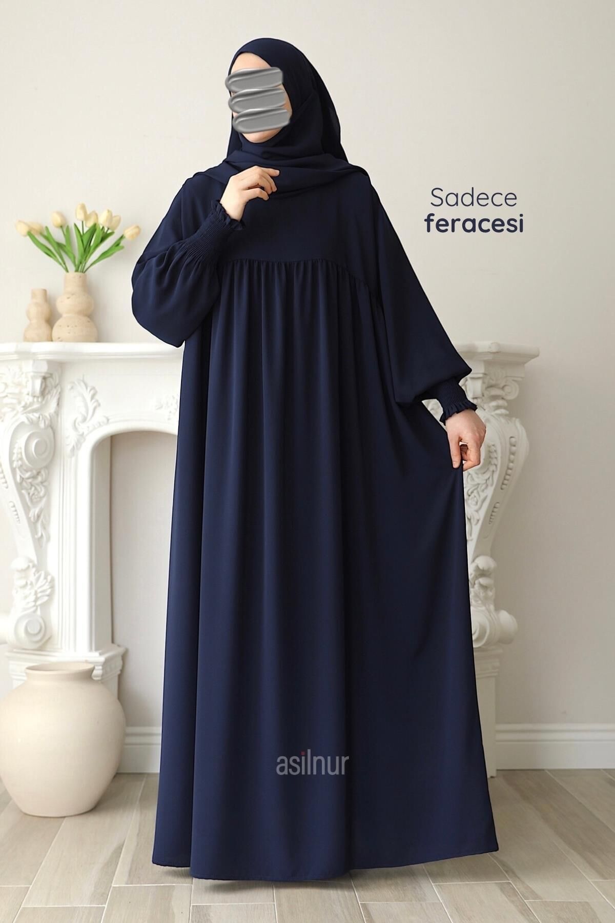 Hira Gölgeli Sufle Ferace Takım Lacivert - 4