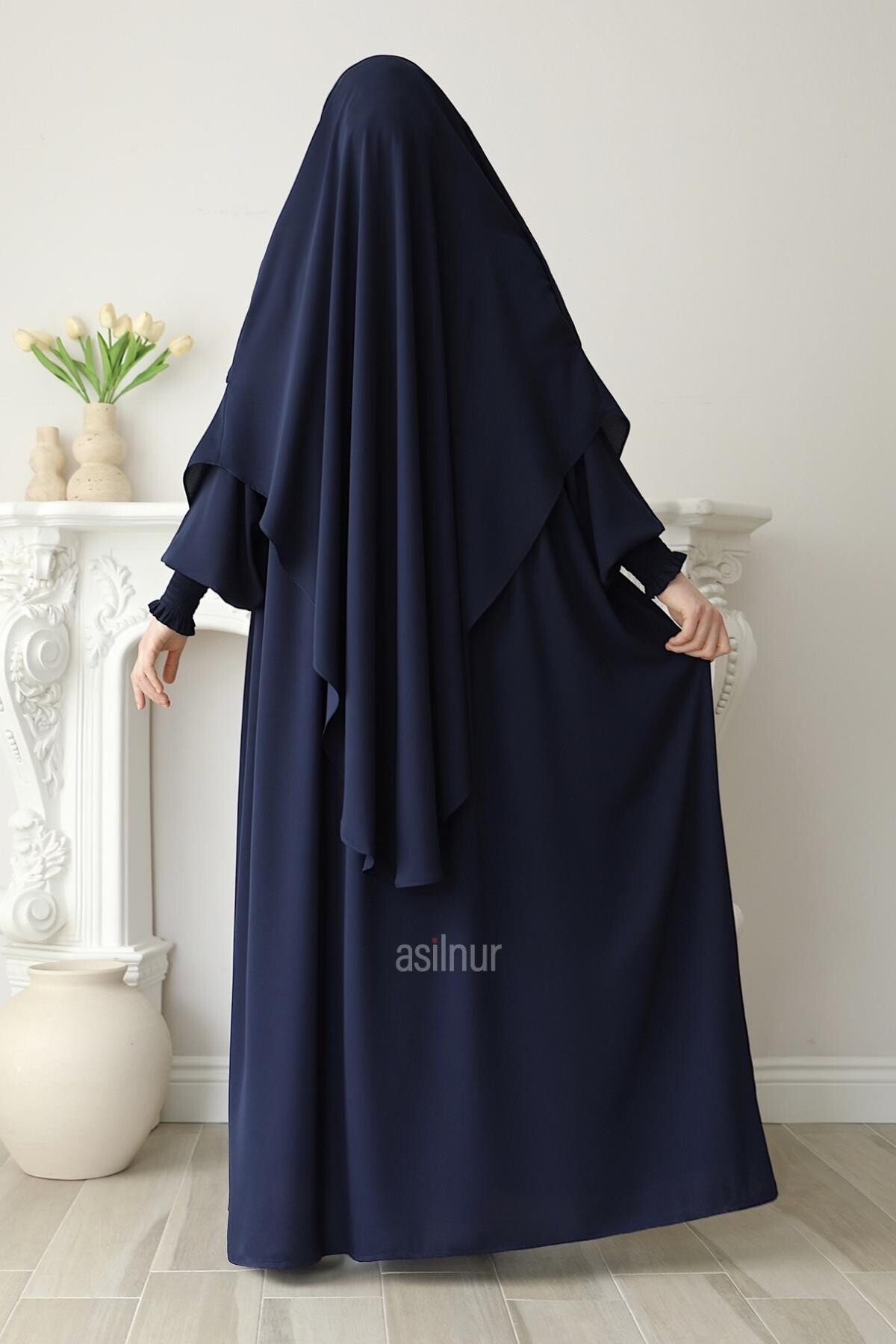 Hira Gölgeli Sufle Ferace Takım Lacivert - 6