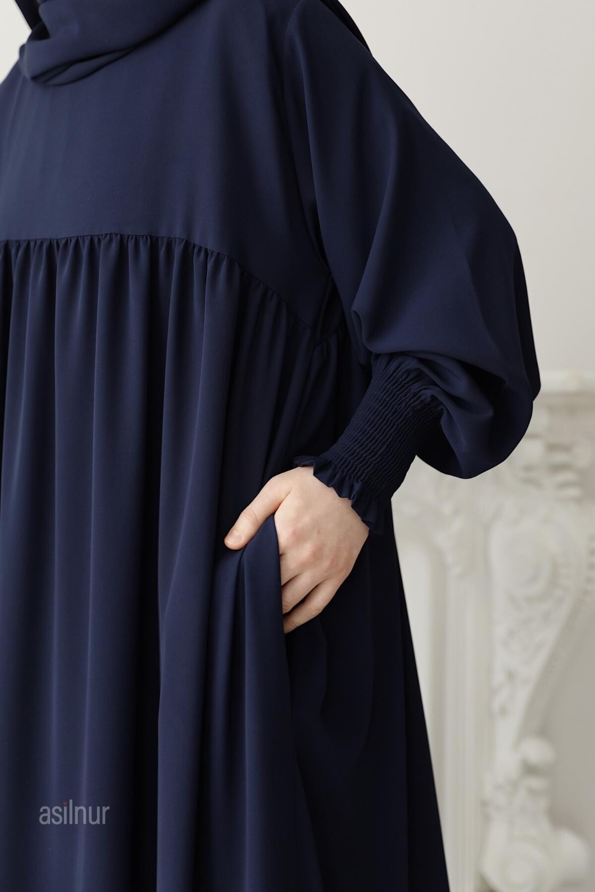 Hira Gölgeli Sufle Ferace Takım Lacivert - 7