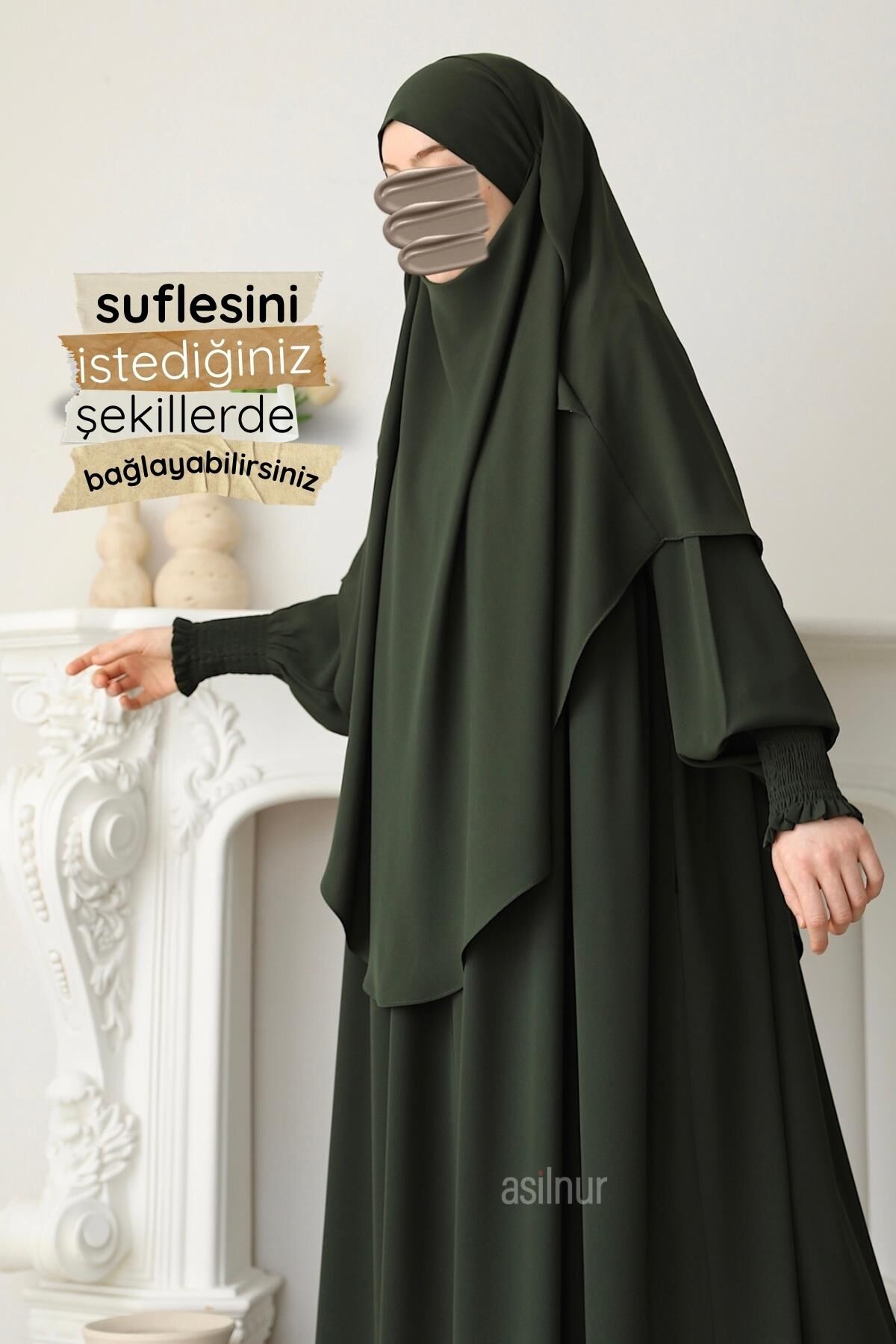 Hira Gölgeli Sufle Ferace Takım Medine Yeşili - 6