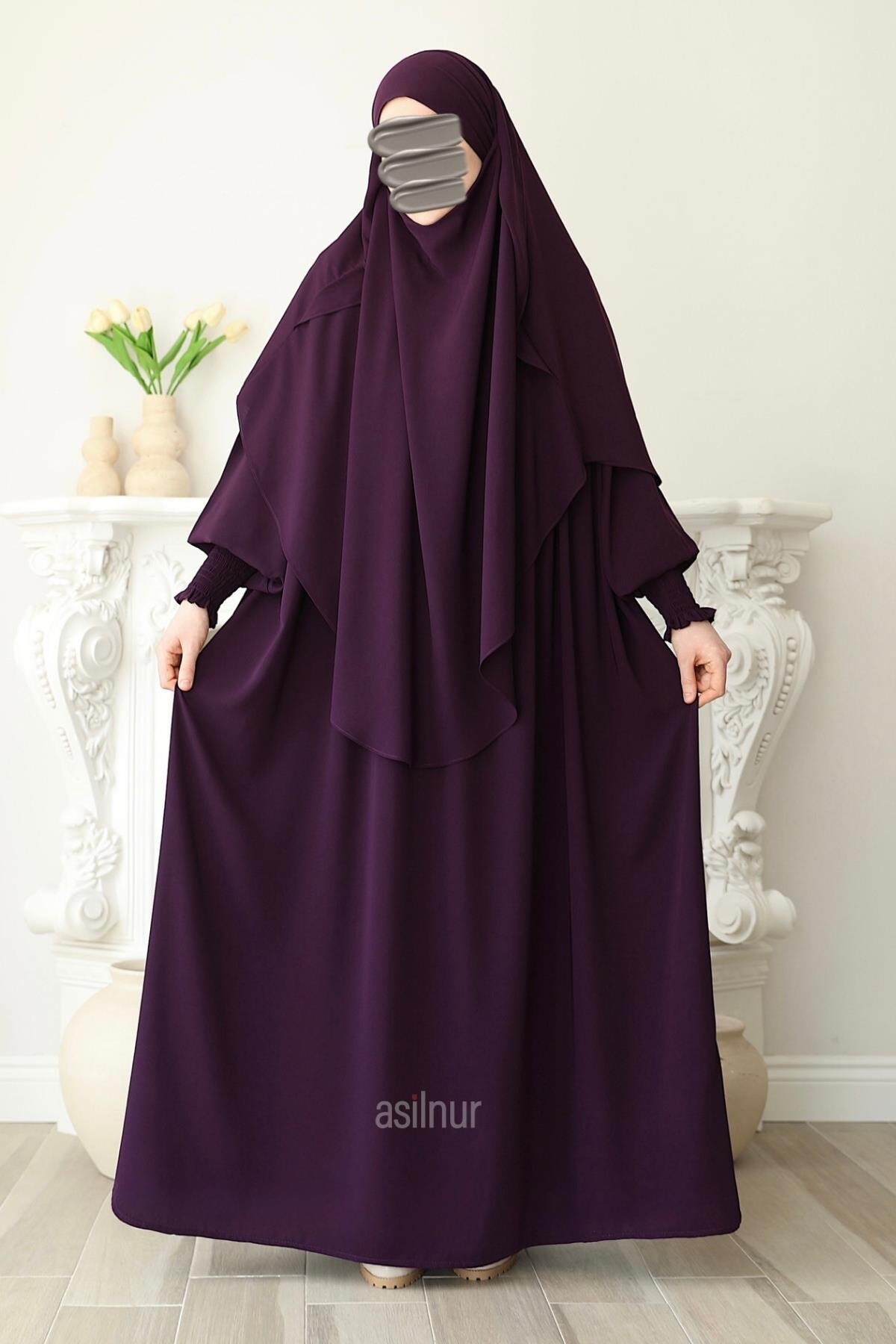 Hira Gölgeli Sufle Ferace Takım Mürdüm - 3