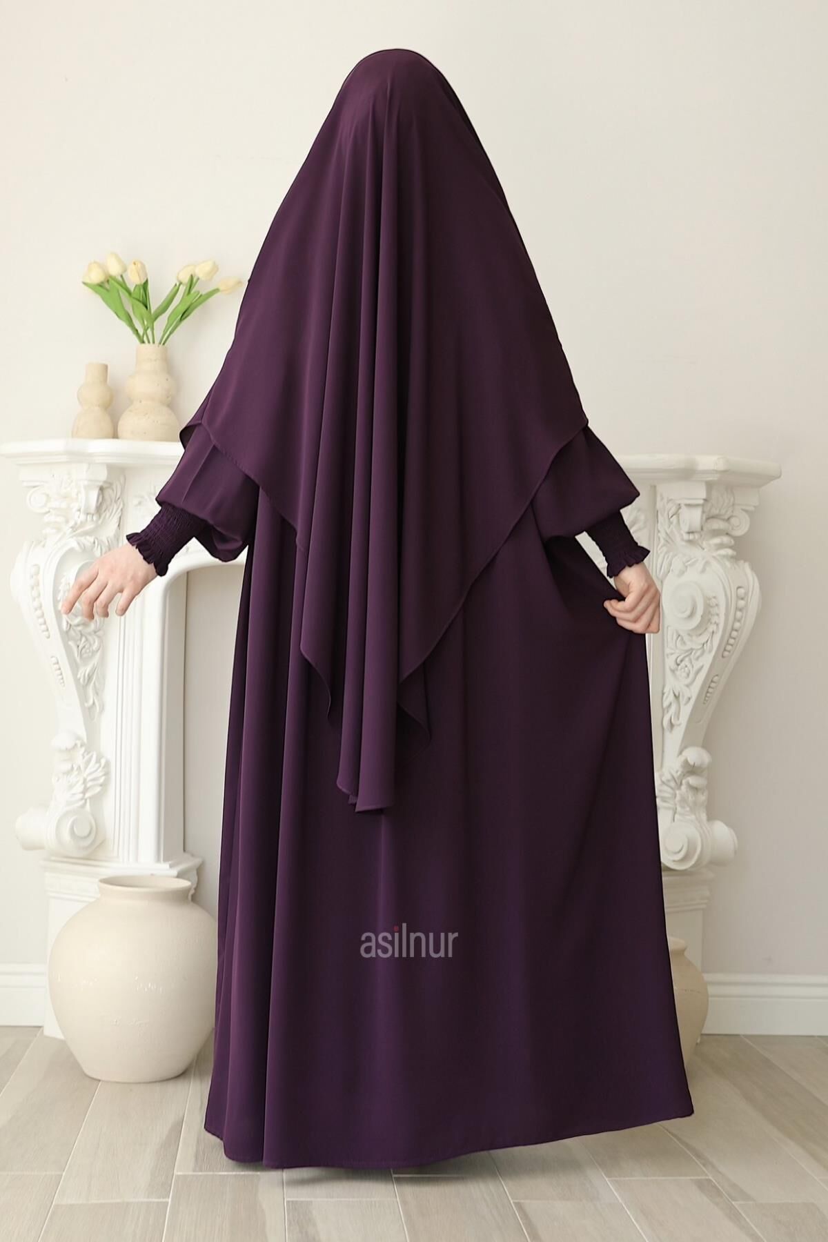 Hira Gölgeli Sufle Ferace Takım Mürdüm - 7