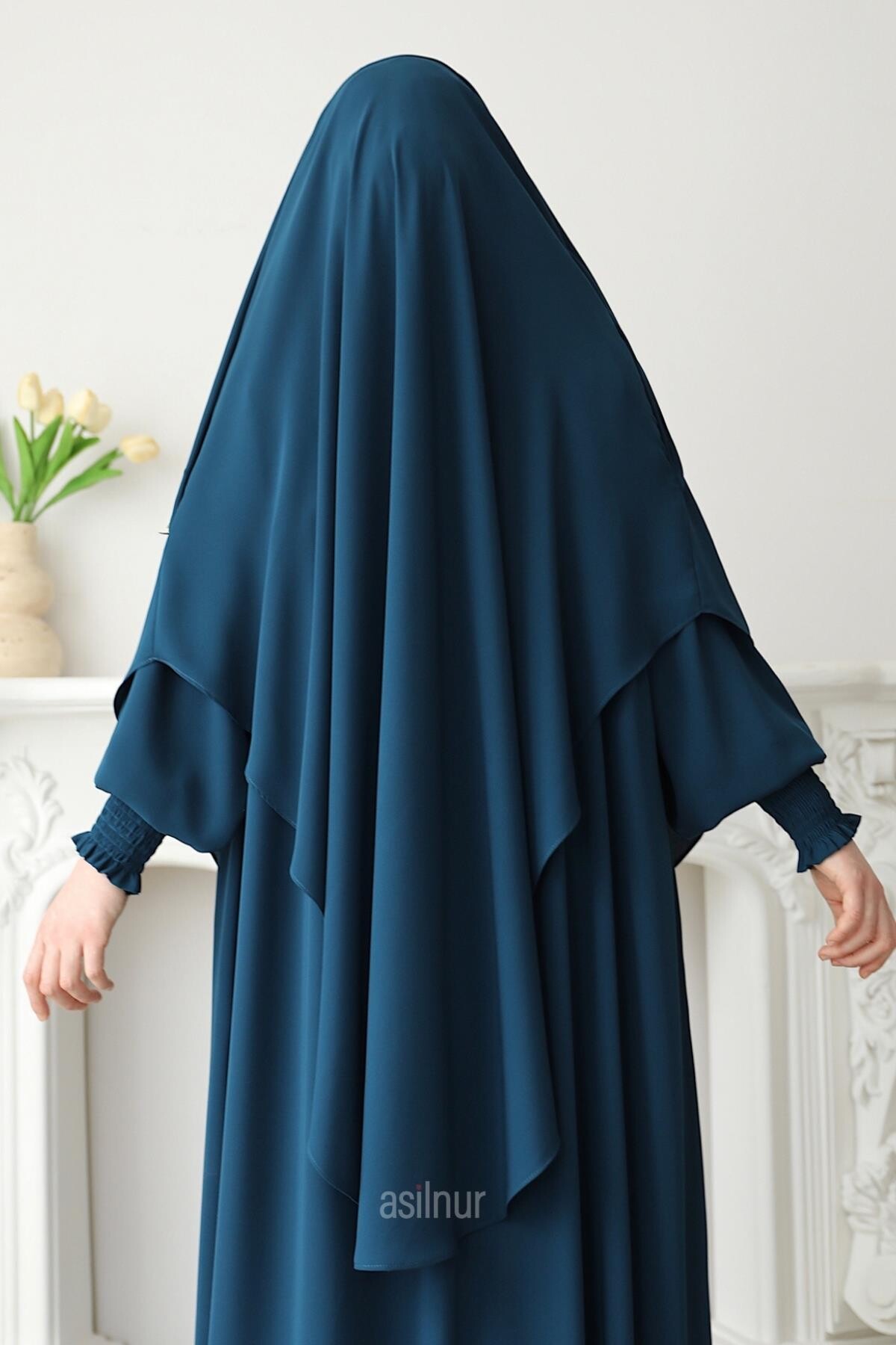 Hira Gölgeli Sufle Ferace Takım Petrol Mavisi - 6